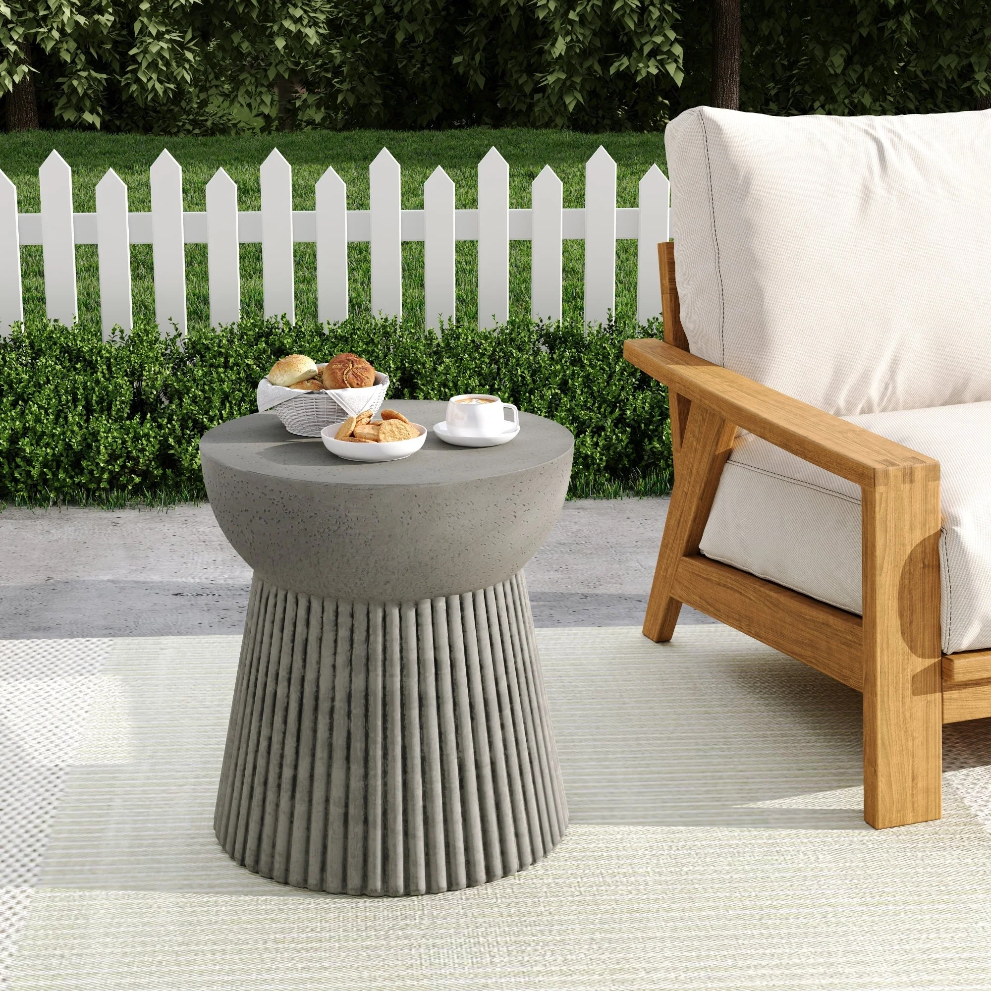 Outdoor Lightweight Concrete Side Table - Image 2