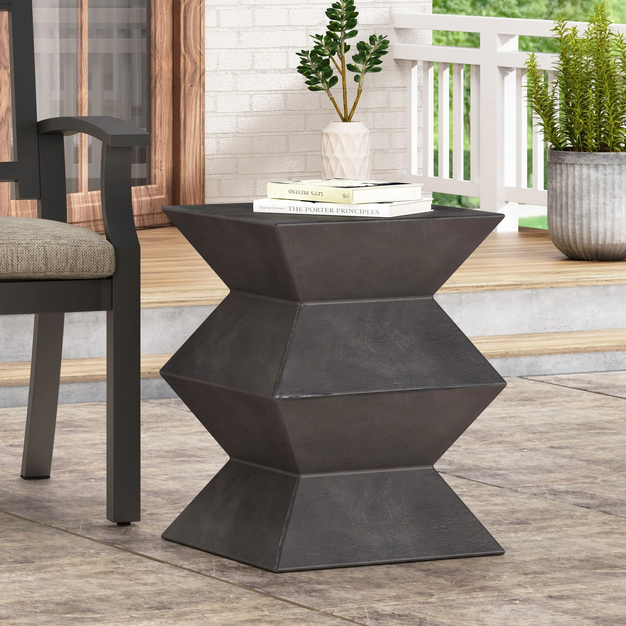 Outdoor Lightweight Concrete Side Table - Copper - Image 3