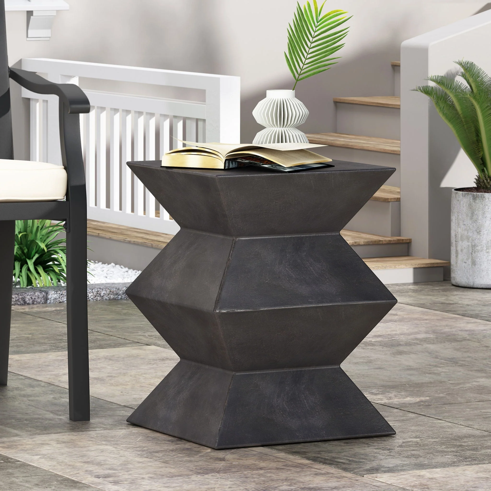 Outdoor Lightweight Concrete Side Table - Copper - Image 4