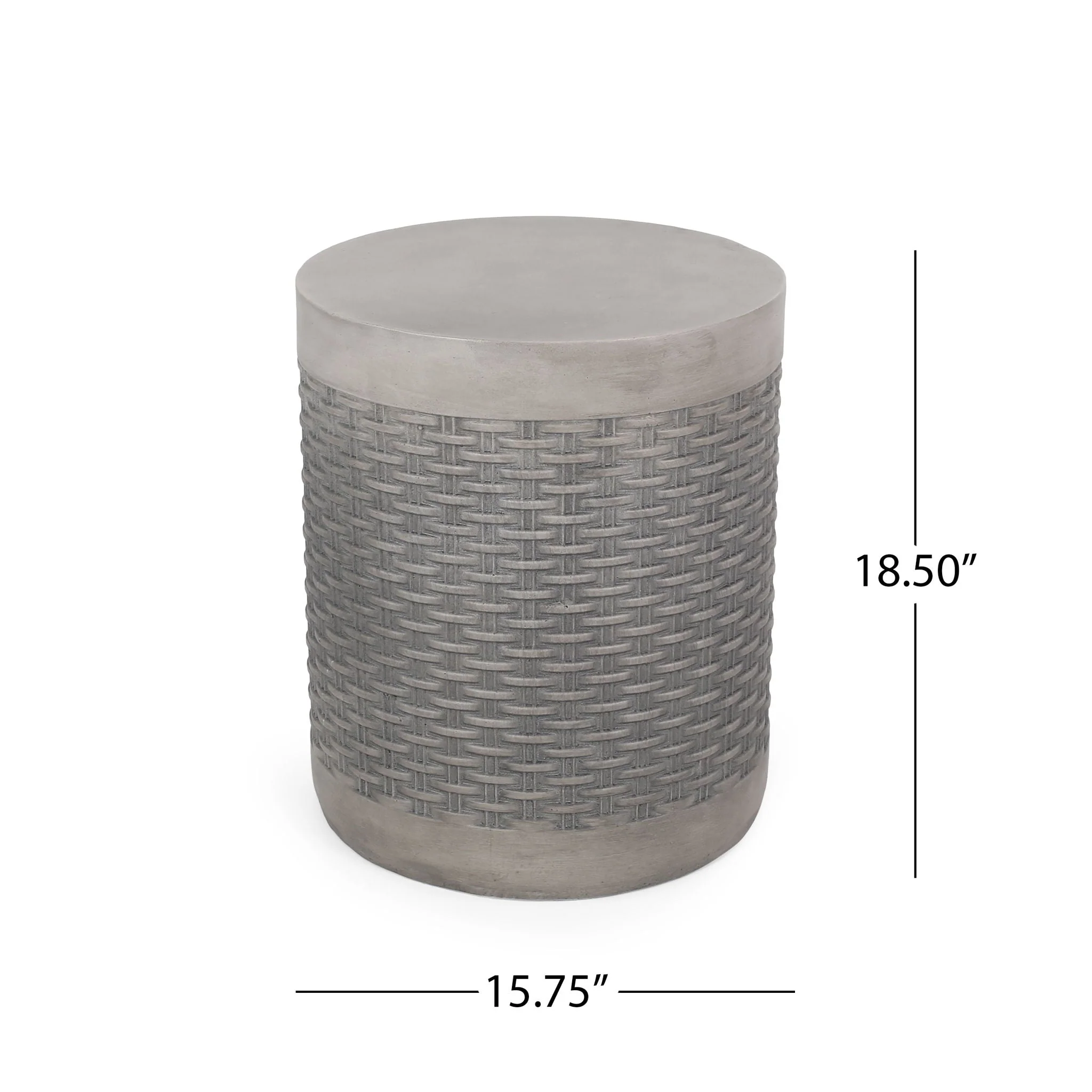 Outdoor Lightweight End Table Round Concrete Outdoor Side Table - Natural - Image 3