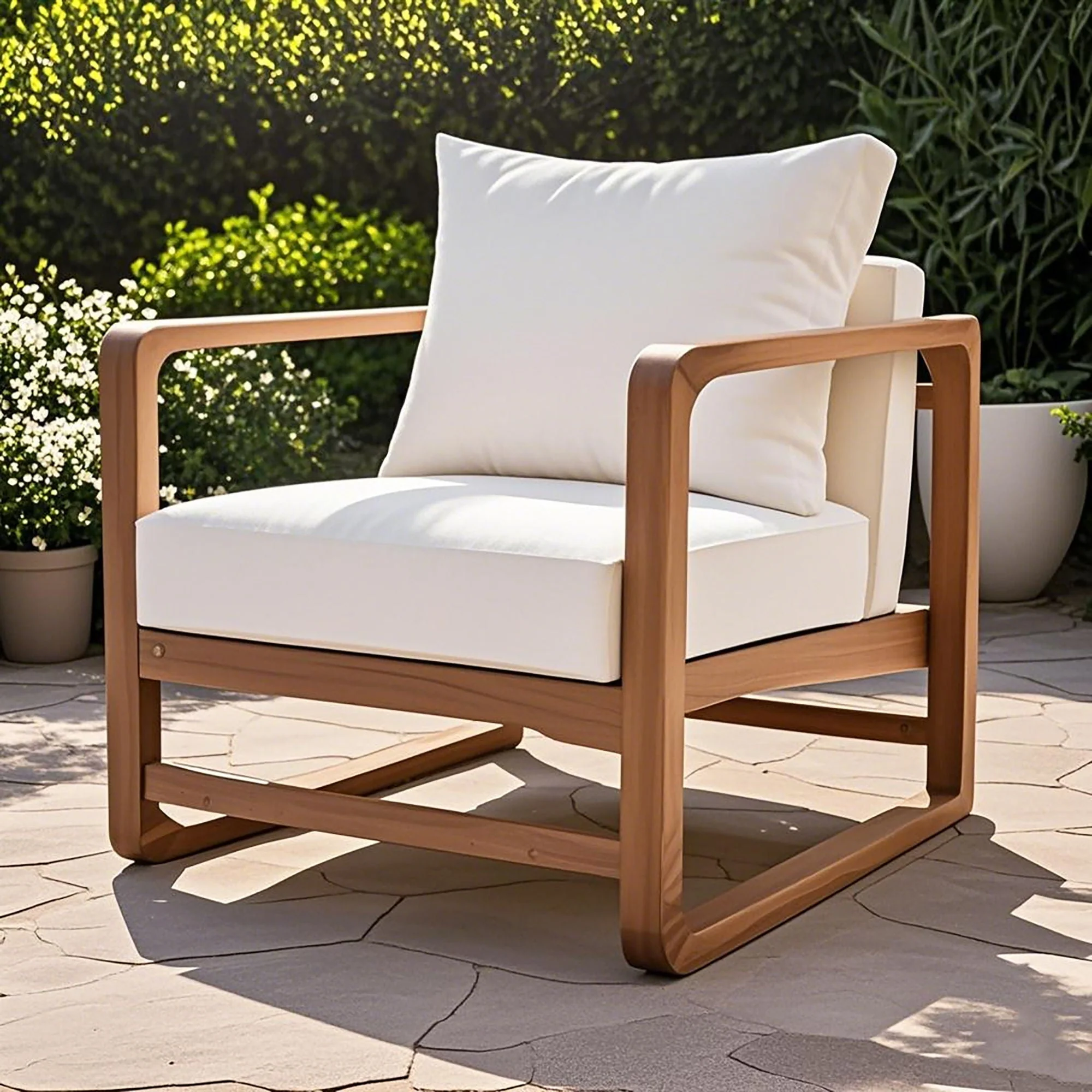 Outdoor Lounge Chair with Oversized Cushion Set for Patio - Image 3