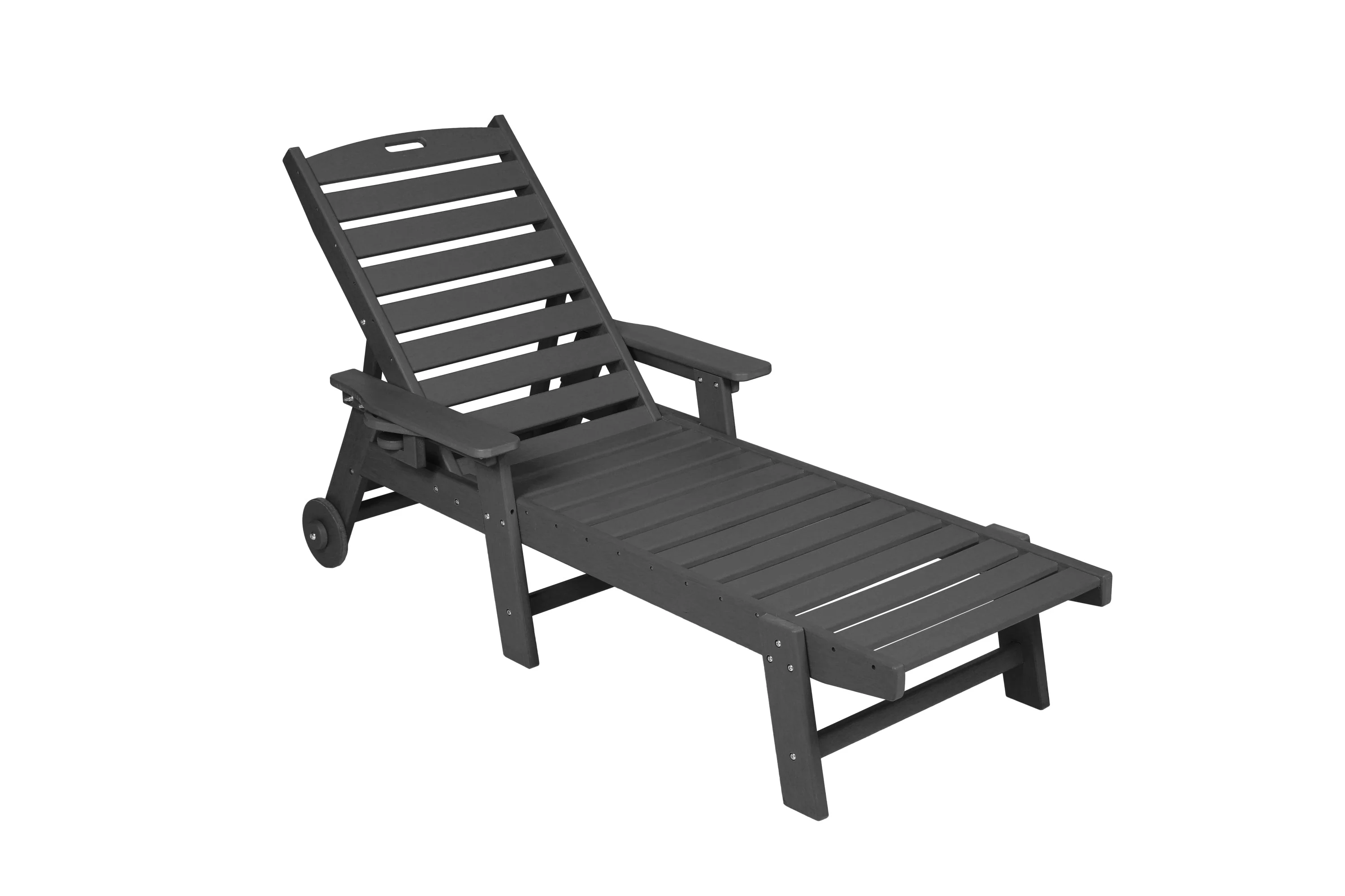 Outdoor Lounge Chair with Wood Texture and Adjustable Backrest - Image 3