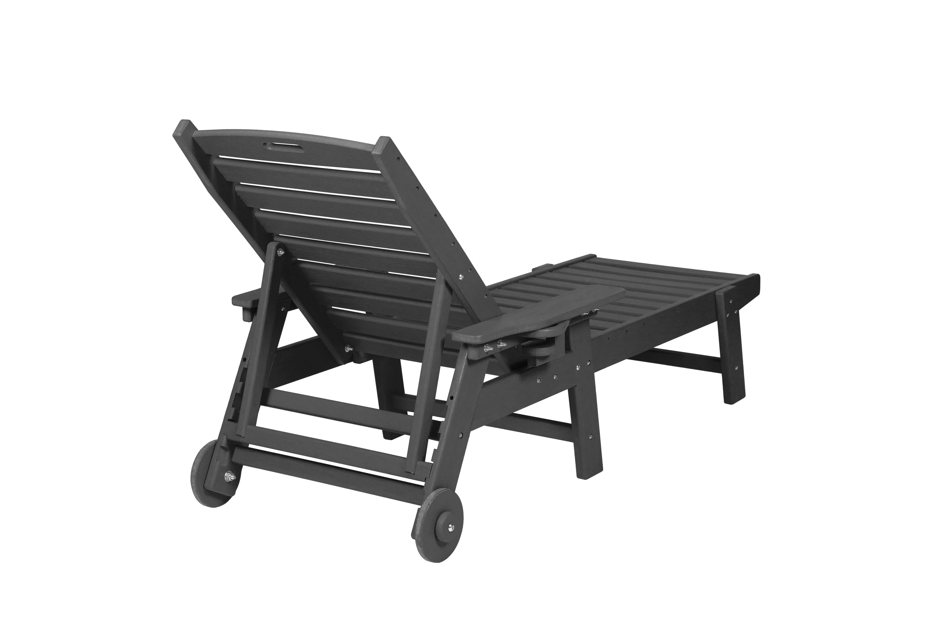 Outdoor Lounge Chair with Wood Texture and Adjustable Backrest - Image 6