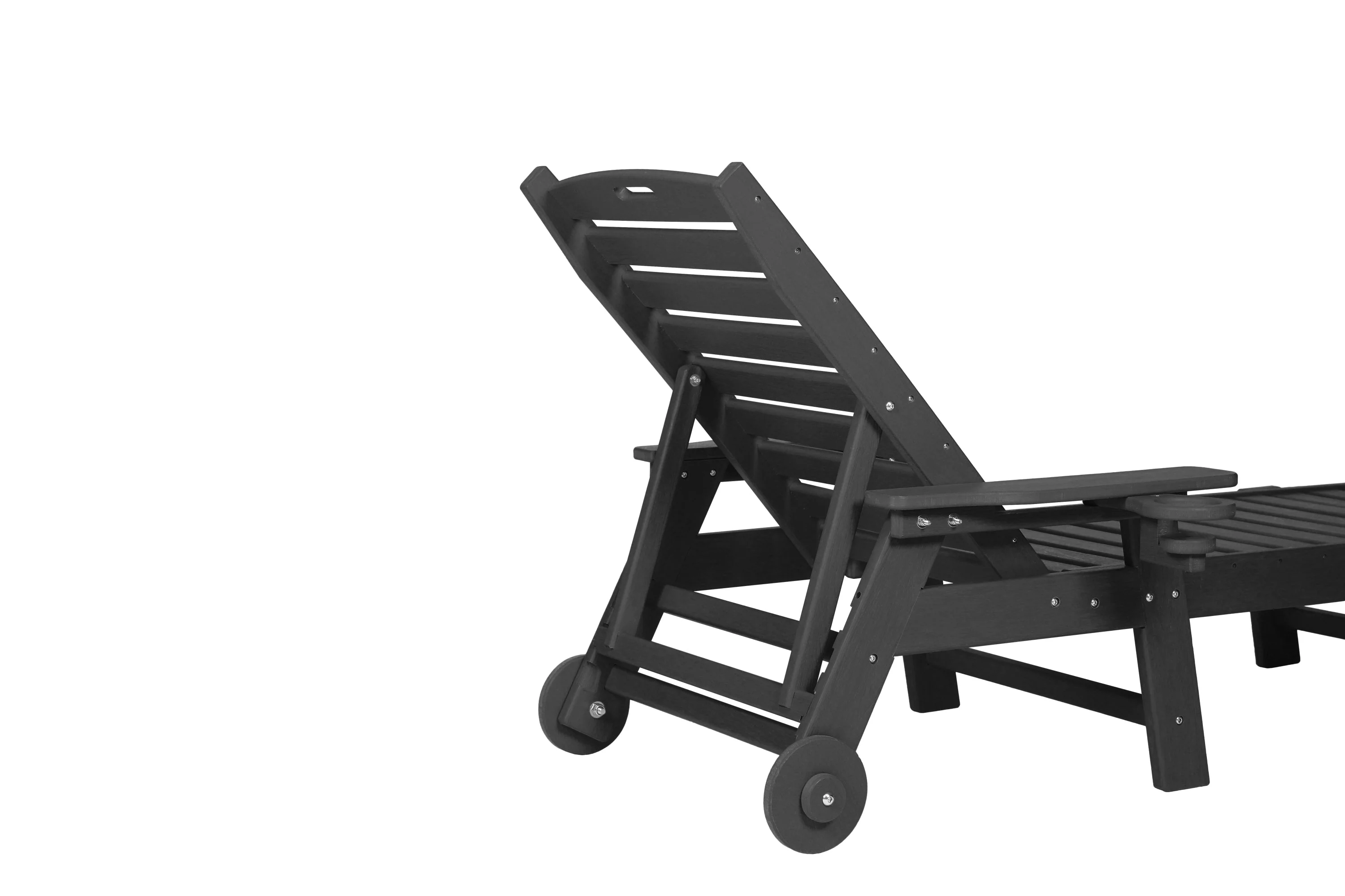 Outdoor Lounge Chair with Wood Texture and Adjustable Backrest - Image 9