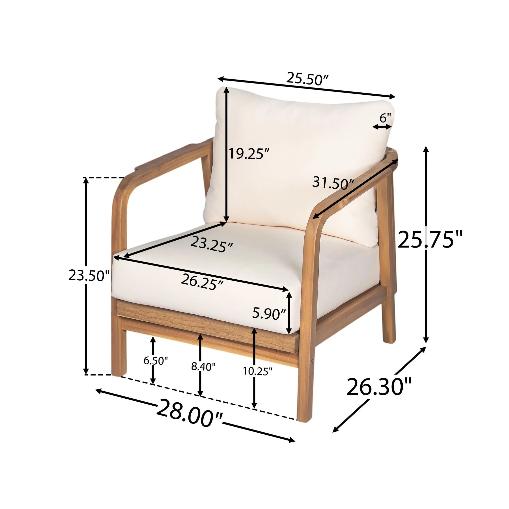 Outdoor Lounge Chair With Woven Backrest, Solid Wood Frame, Comfortable Cushions - Image 11