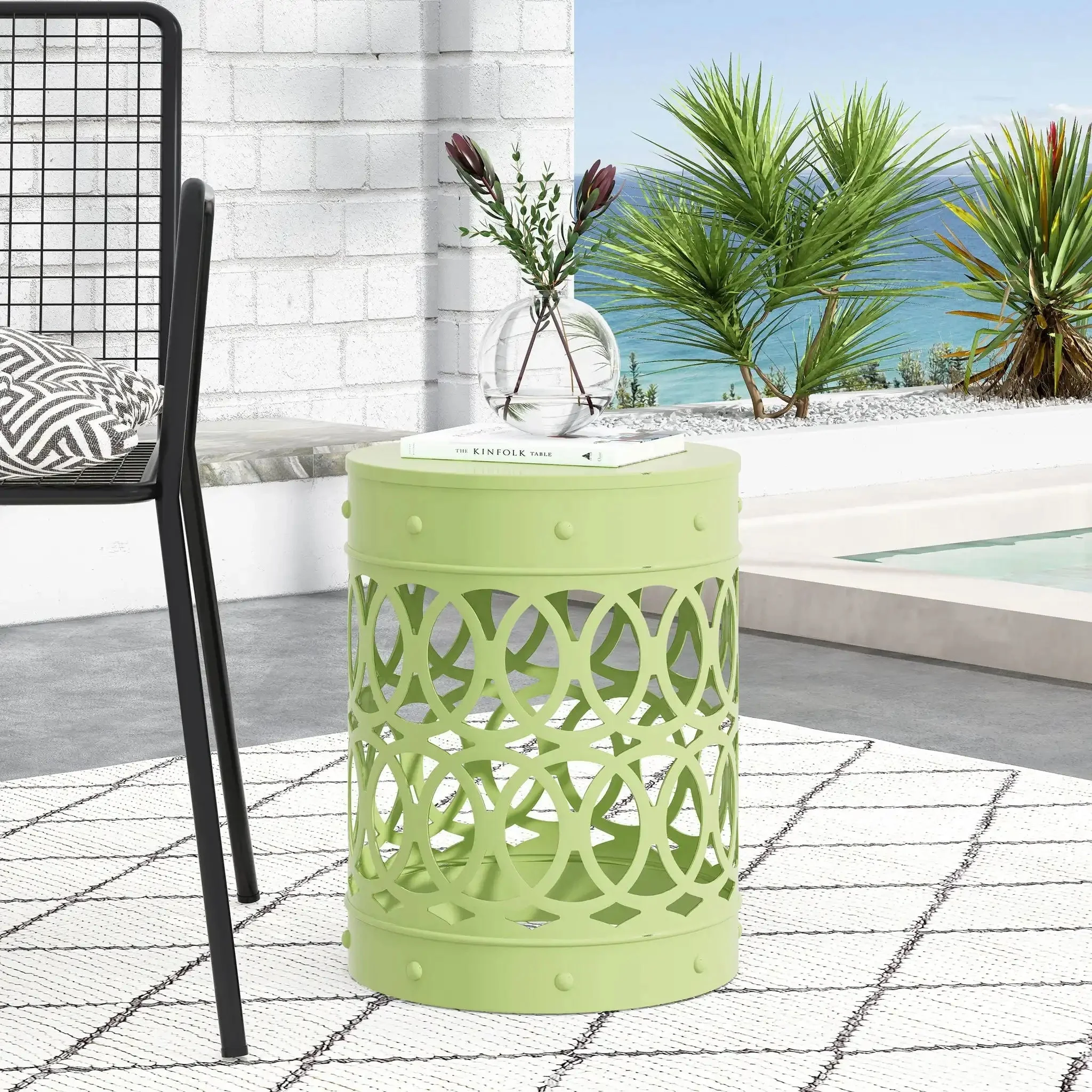 Outdoor Metal Large End Table, Modern Design - Image 6