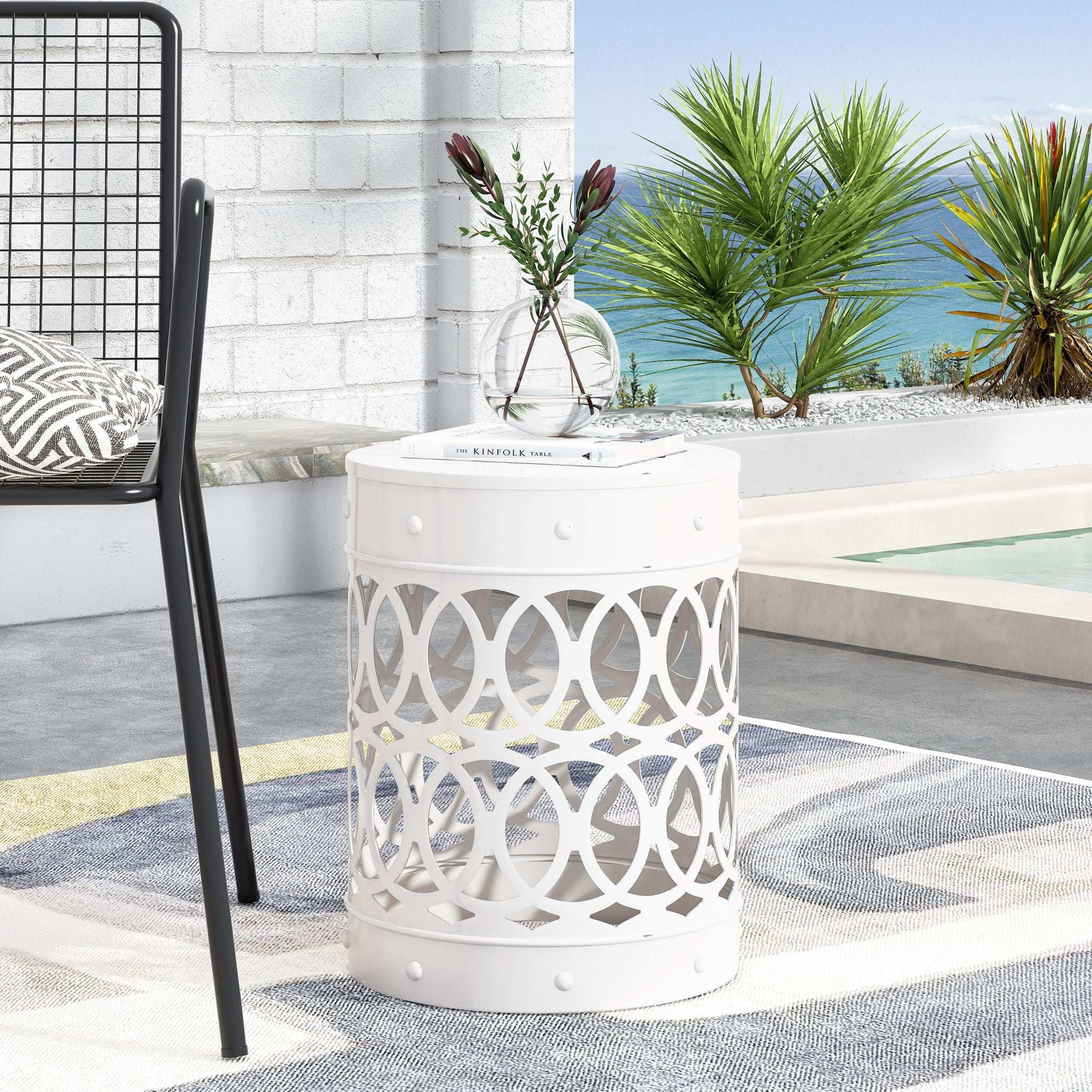 Outdoor Metal Large End Table, Modern Design - Image 8