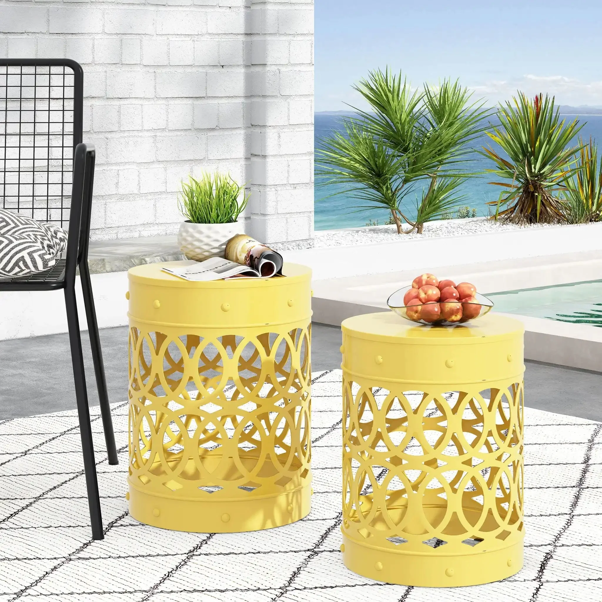 Outdoor Metal S/2 End Table - Image 4