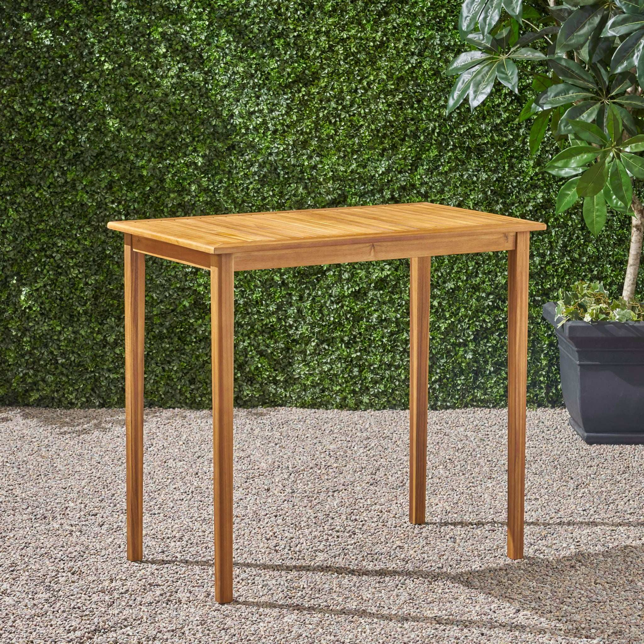 Outdoor Minimalist Acacia Wood Rectangle Bar Table - Image 3