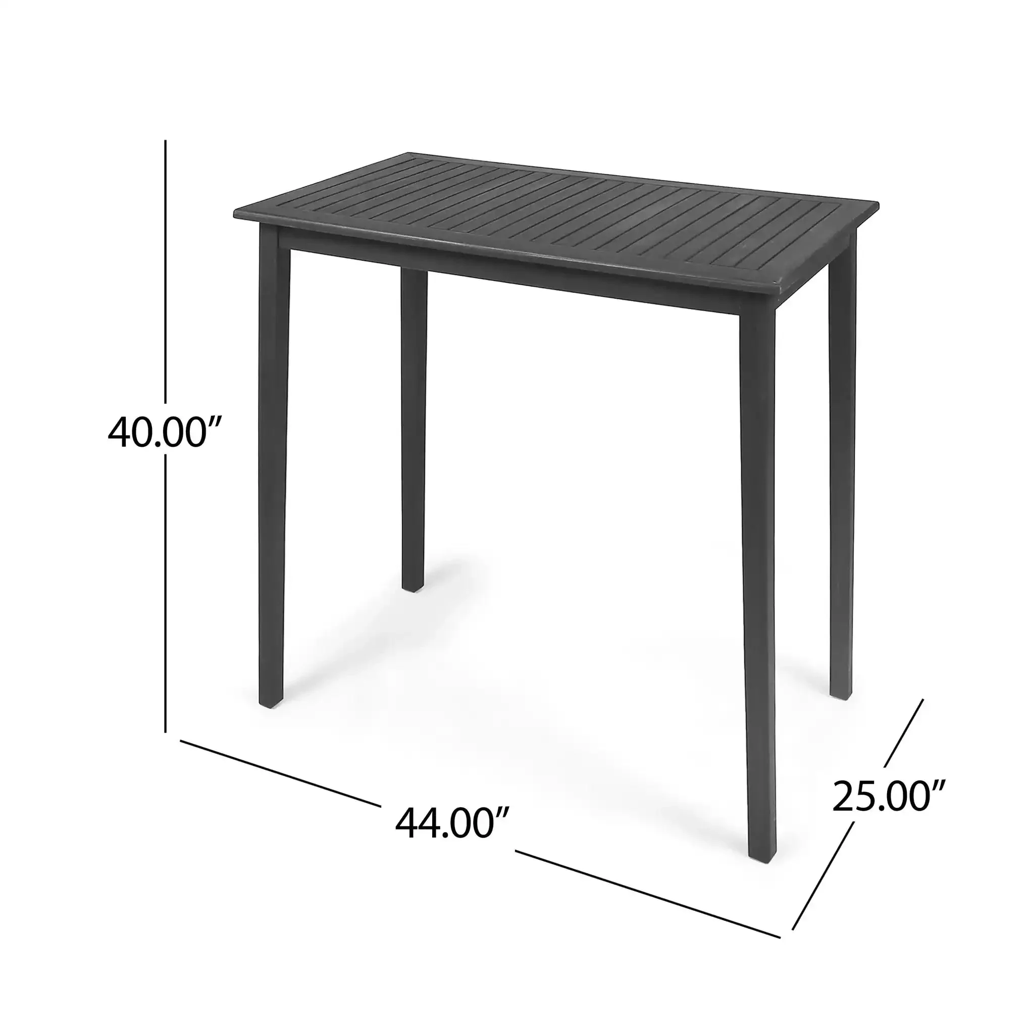 Outdoor Minimalist Acacia Wood Rectangle Bar Table - Image 5