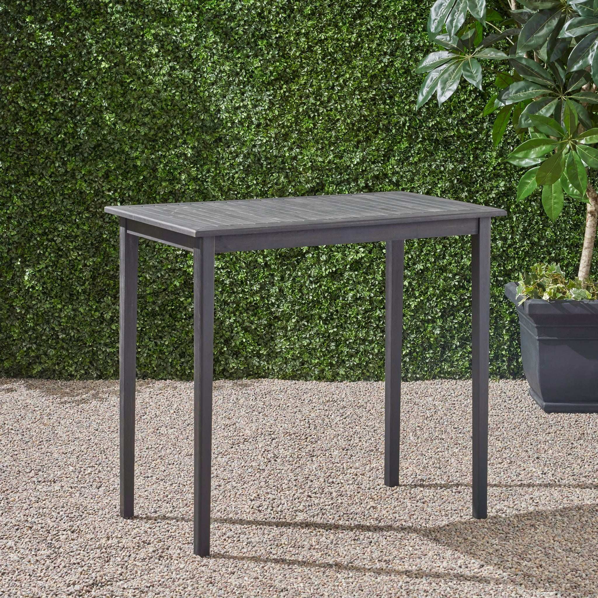 Outdoor Minimalist Acacia Wood Rectangle Bar Table - Image 6