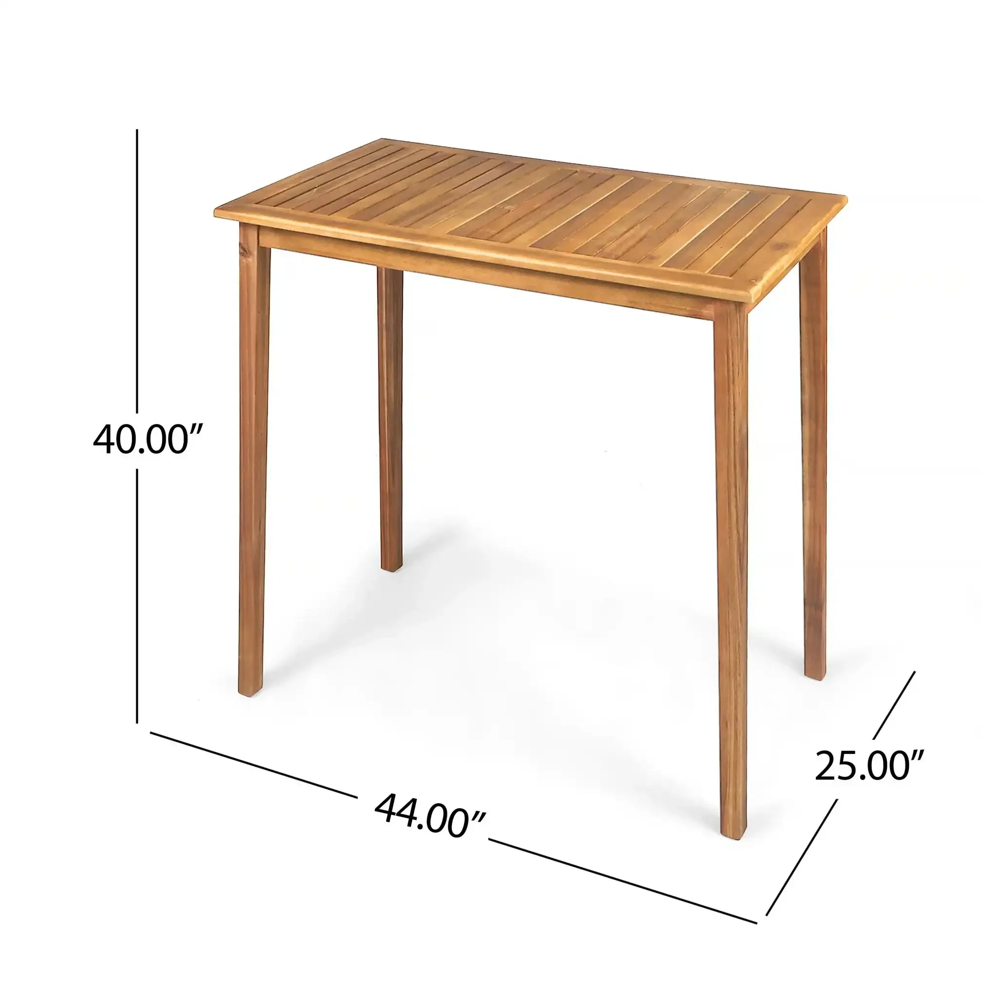 Outdoor Minimalist Acacia Wood Rectangle Bar Table - Image 7