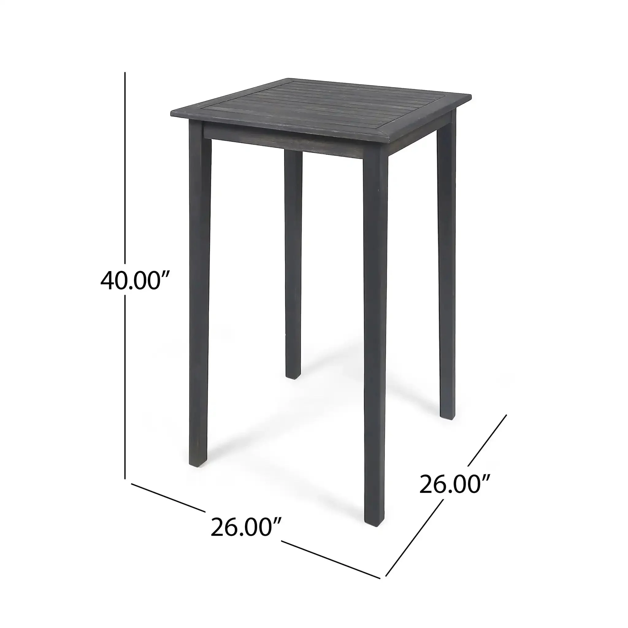 Outdoor Minimalist Acacia Wood Square Bar Table - Image 4