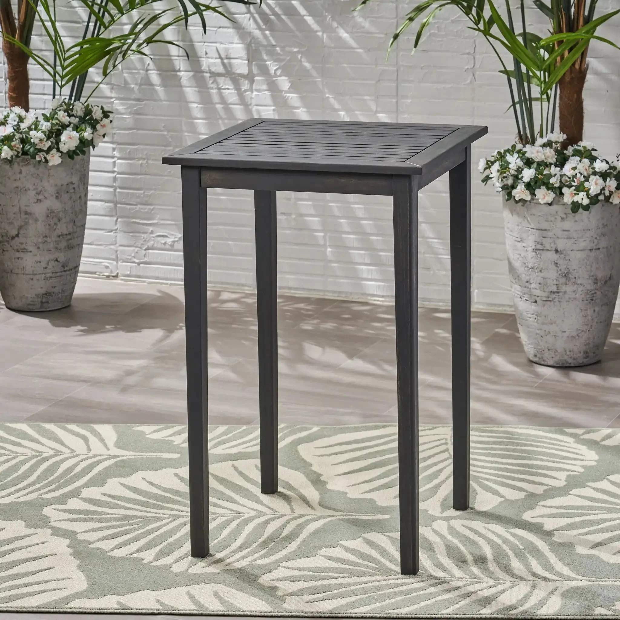 Outdoor Minimalist Acacia Wood Square Bar Table - Image 5