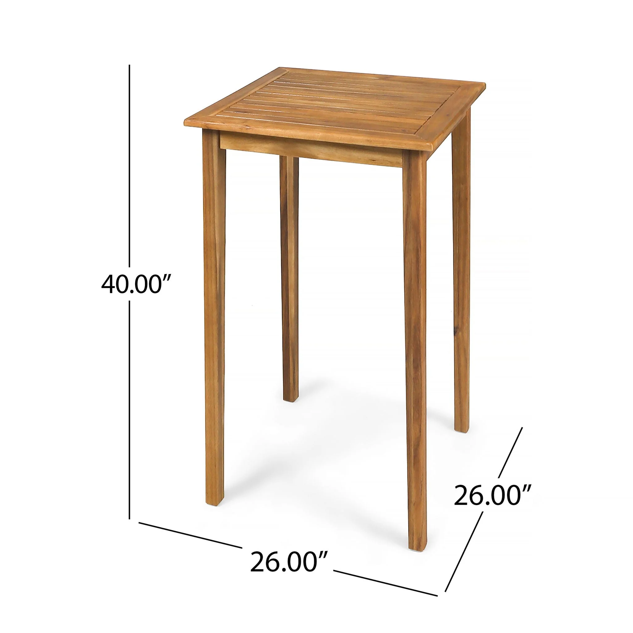 Outdoor Minimalist Acacia Wood Square Bar Table - Image 7