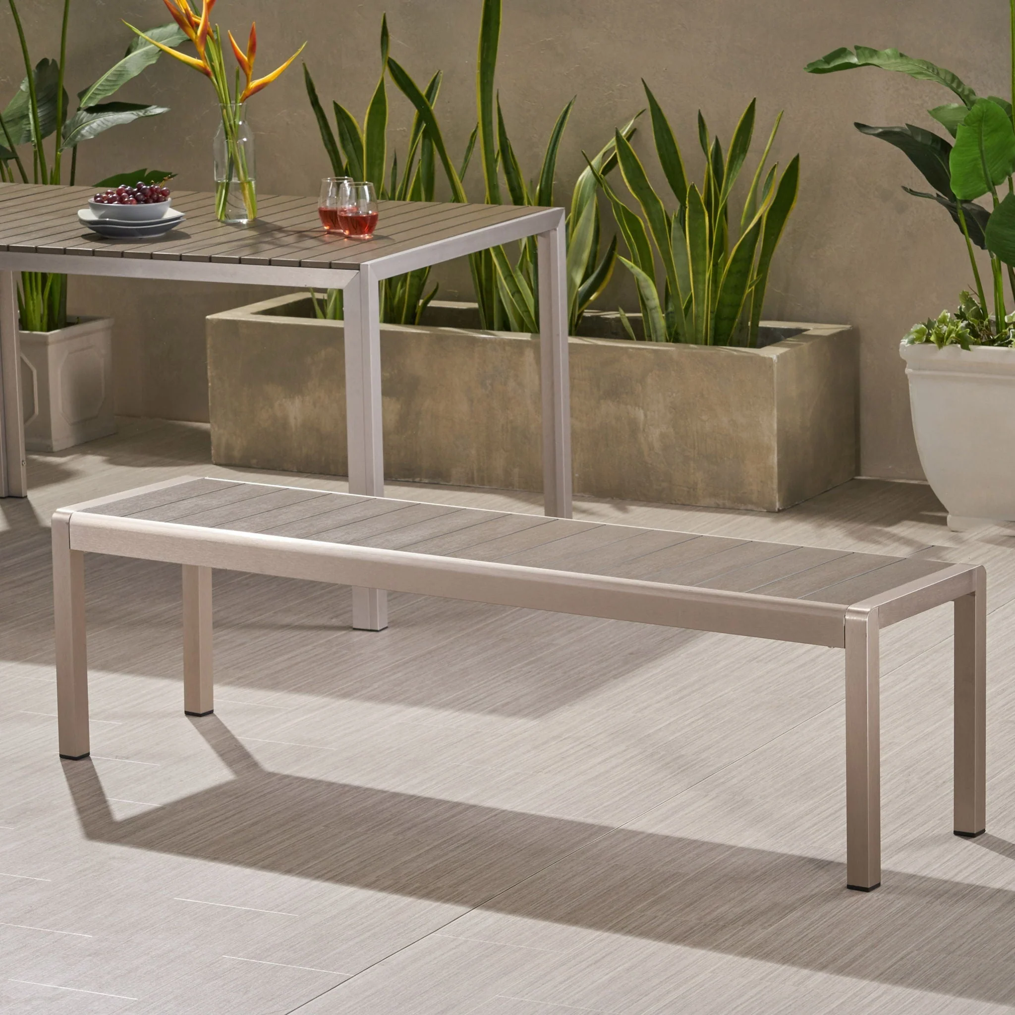 Outdoor Modern Aluminum Dining Bench, Durable And Elegant Design - Image 4