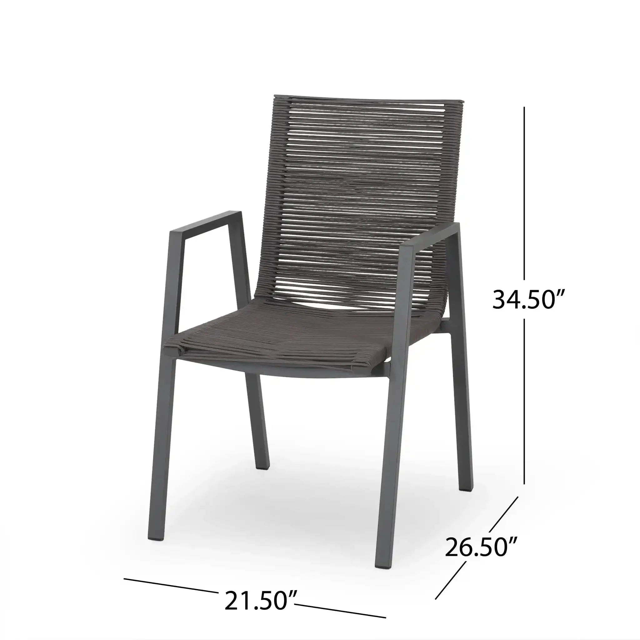 Outdoor Modern Aluminum Dining Chair Set With Rope Sea (Set of 2) - Image 6