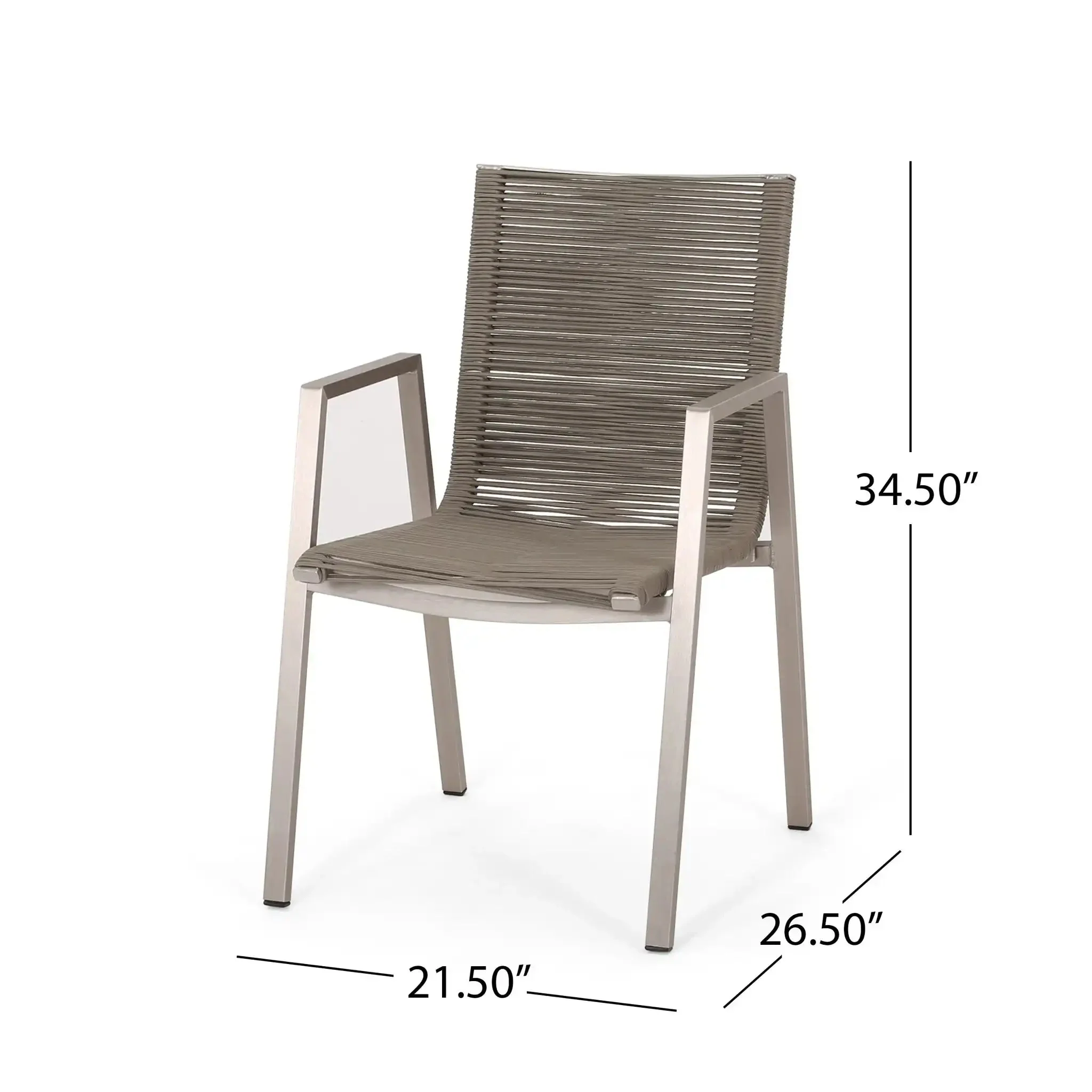 Outdoor Modern Aluminum Dining Chair Set With Rope Sea (Set of 2) - Image 8