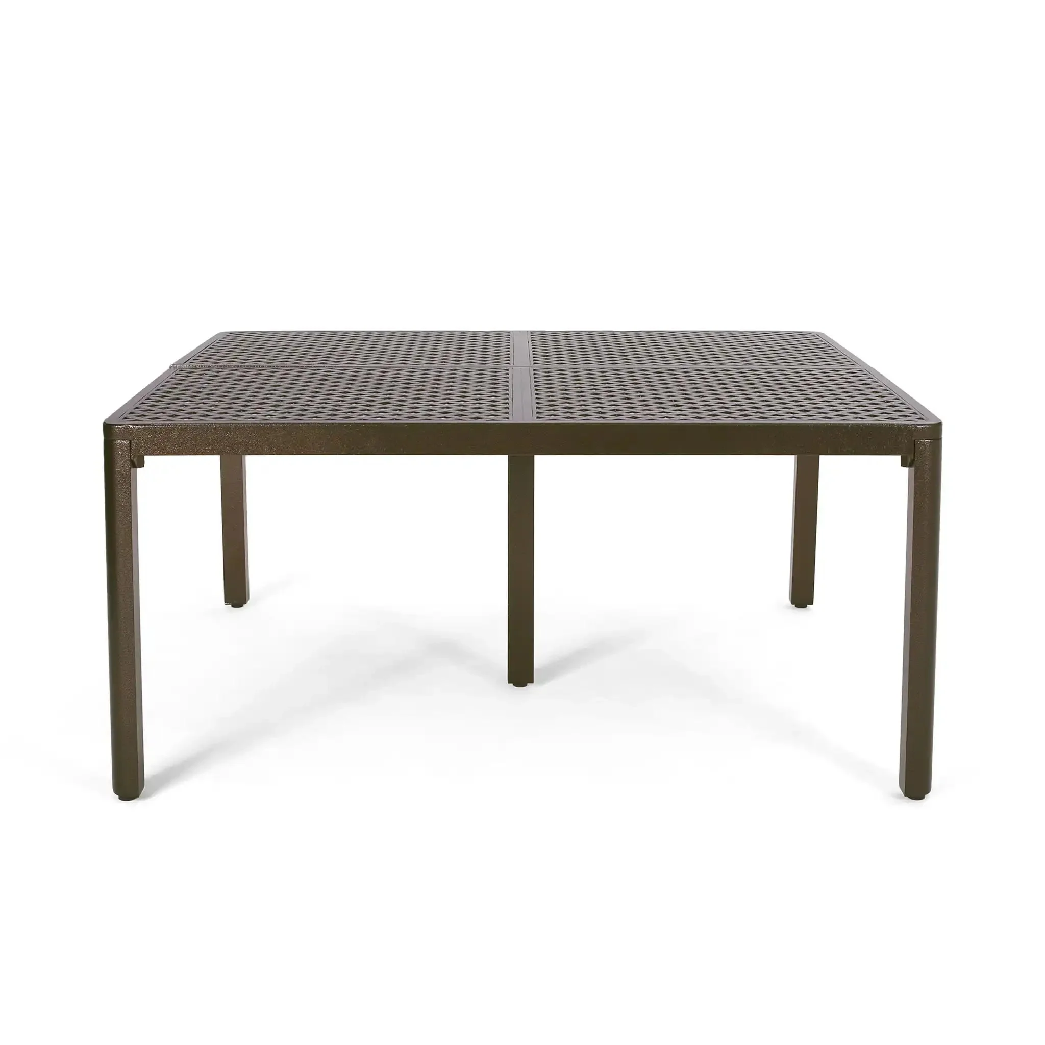 Outdoor Modern Aluminum Dining Table With Woven Accents - Image 2