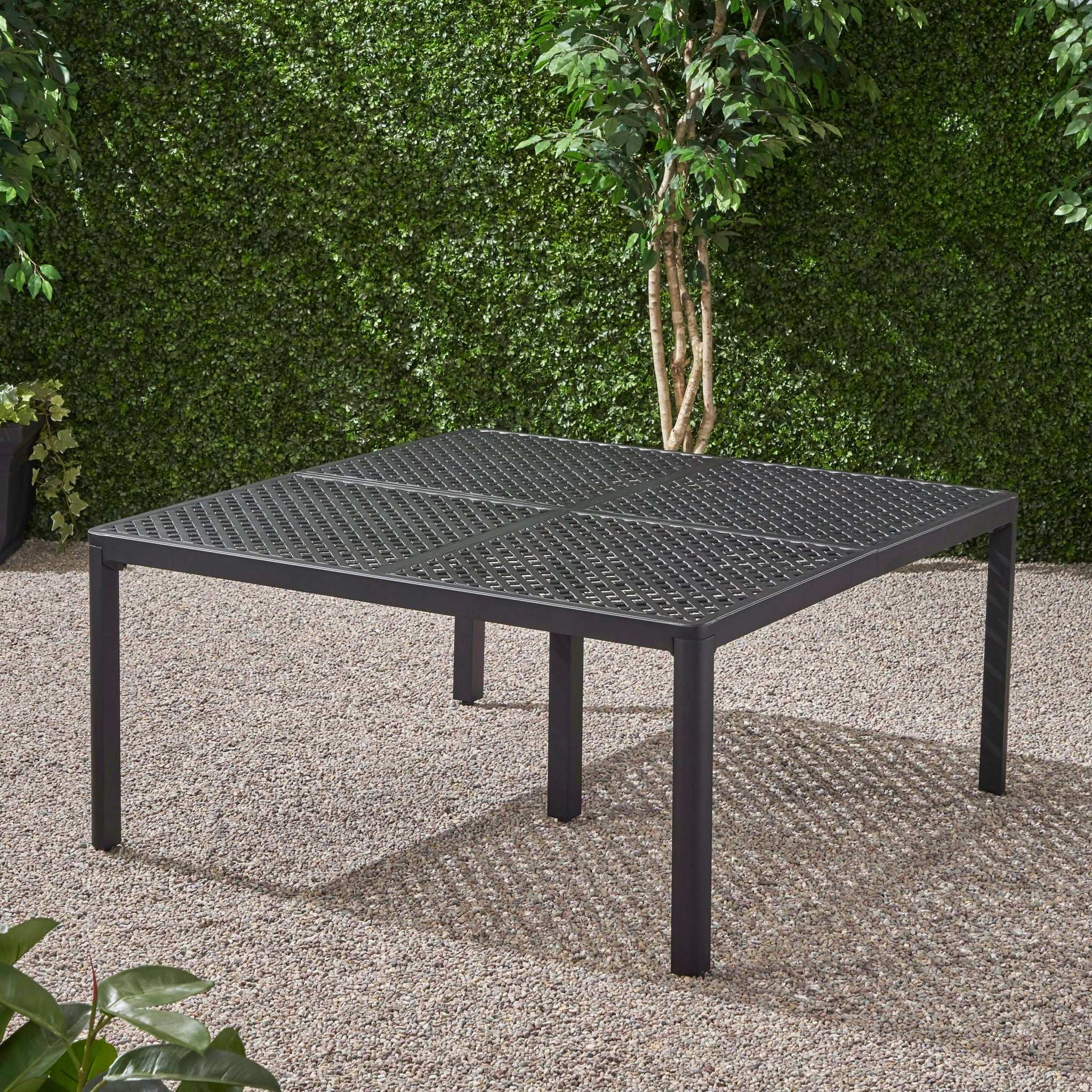 Outdoor Modern Aluminum Dining Table With Woven Accents - Image 6