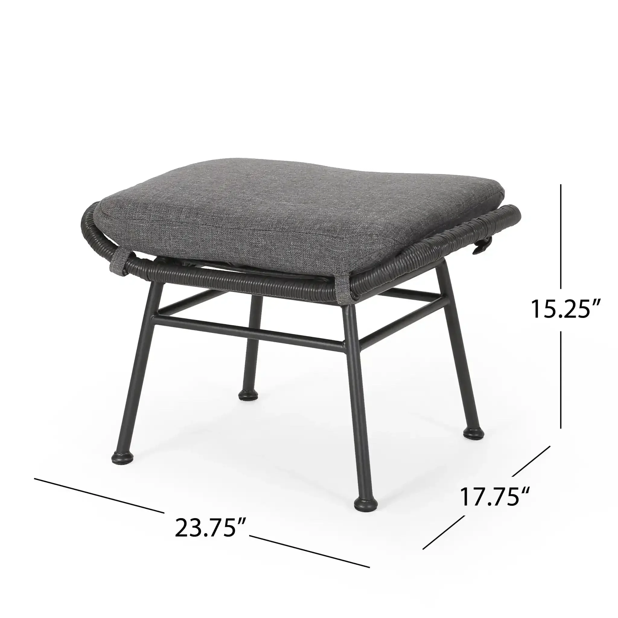 Outdoor Modern Boho Wicker Ottoman With Cushions (Set of 2) - Image 7