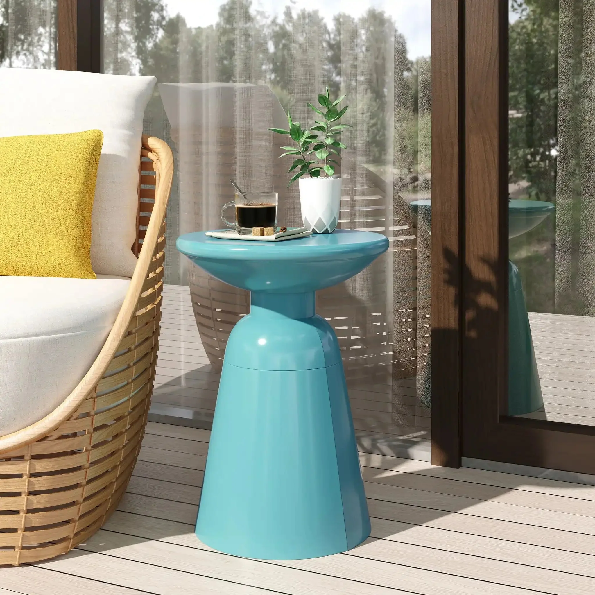Outdoor Modern Metal End Large Table - Image 10