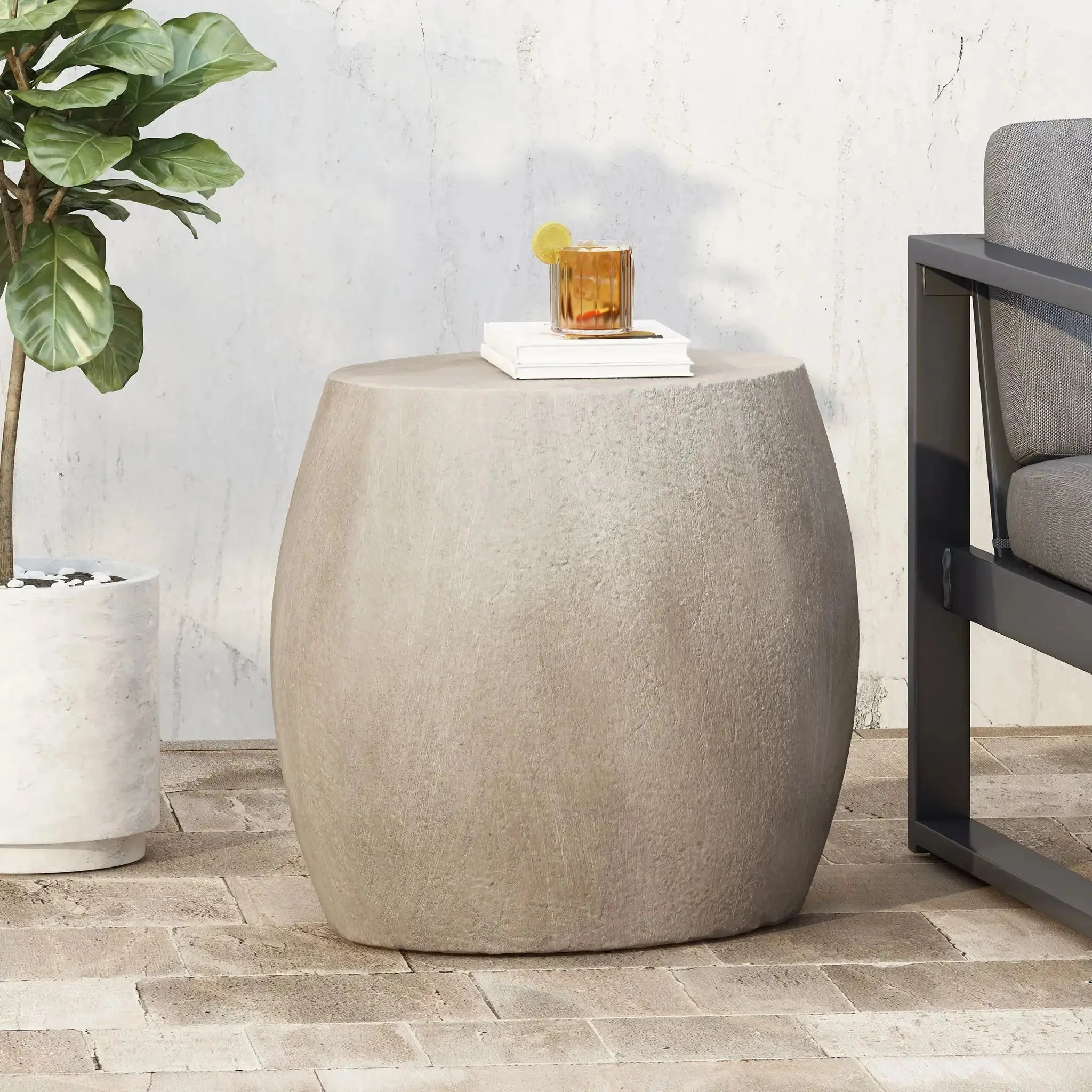 Outdoor Oval Shaped Side Table - Image 4