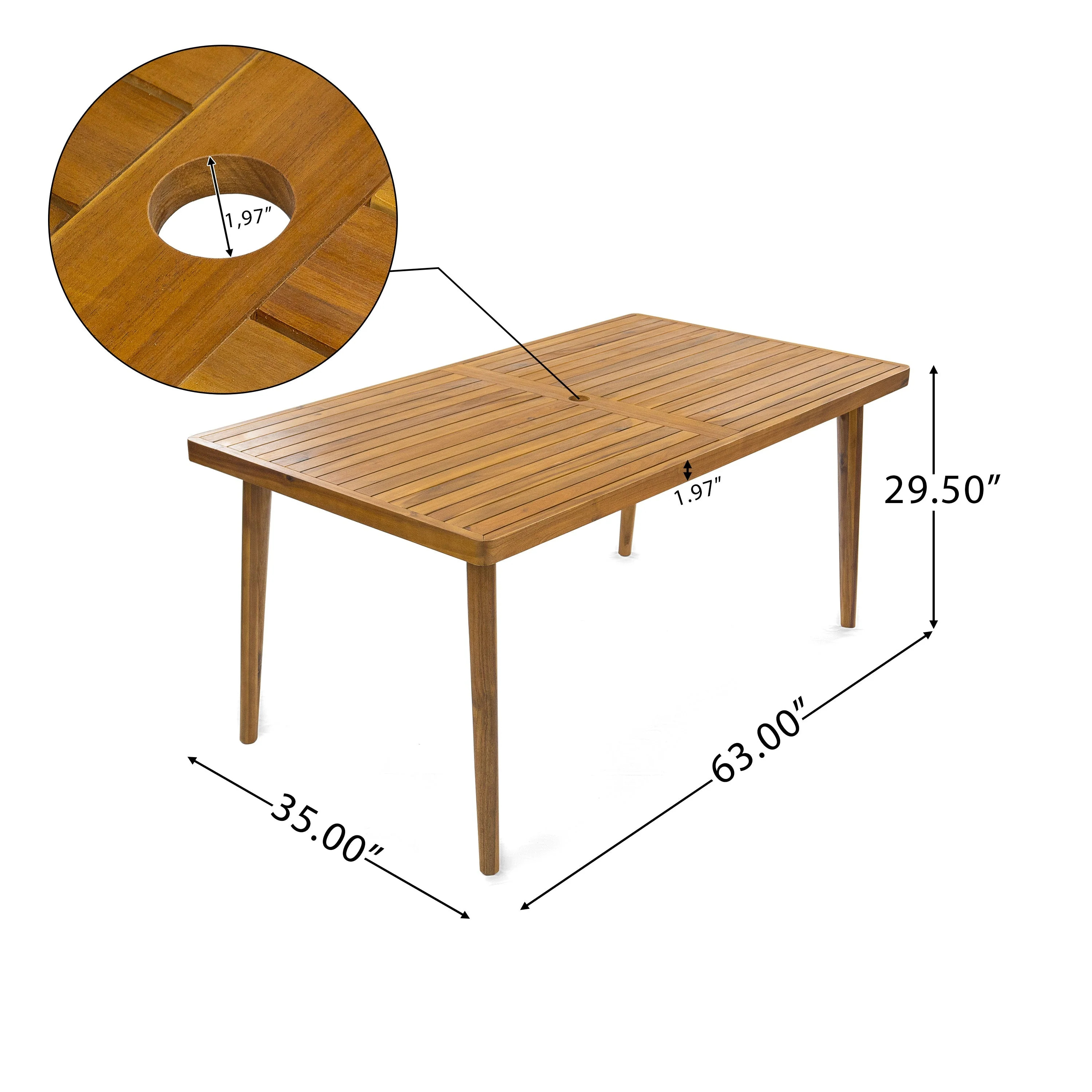 Outdoor Patio 7PCS Dining Set with Aluminum Chairs and Acacia Wood Table - Image 18
