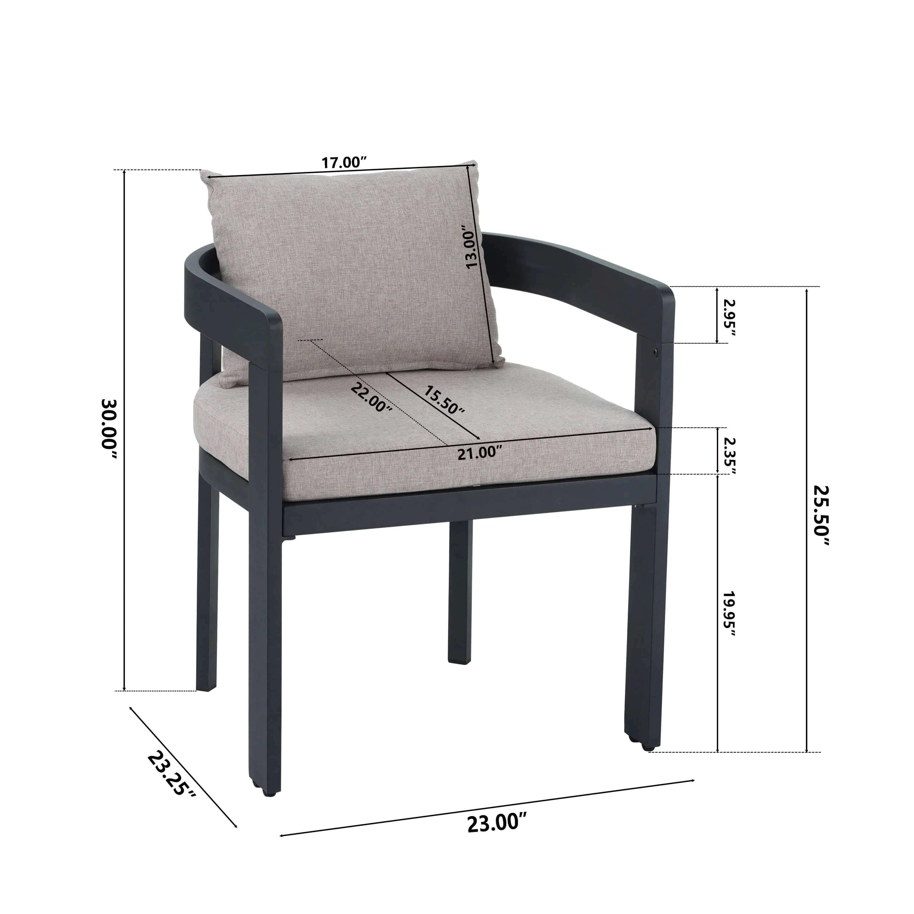 Outdoor Patio 7PCS Dining Set with Aluminum Chairs and Acacia Wood Table - Image 3