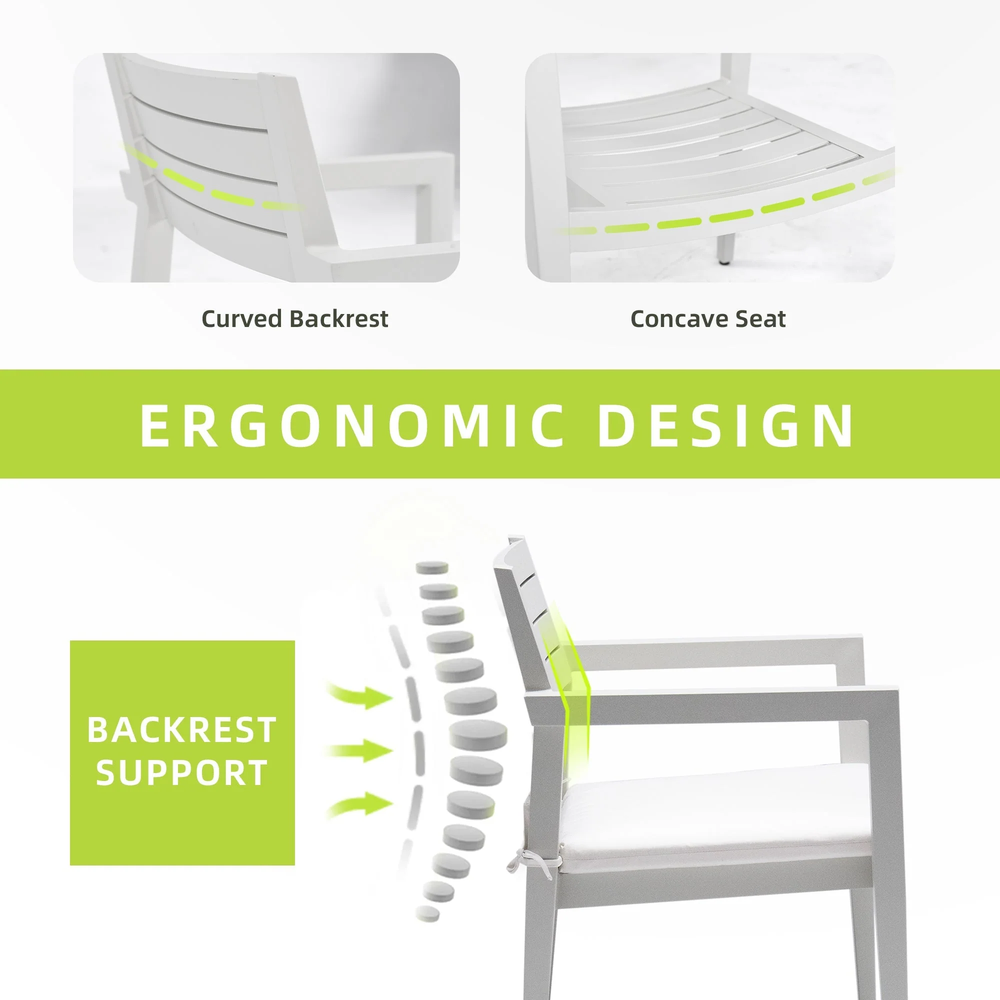 Outdoor Patio Aluminum Stationary Dining Chairs 4PCs with Outdoor-Grade Sunbrella Fabric Cushions - Image 5