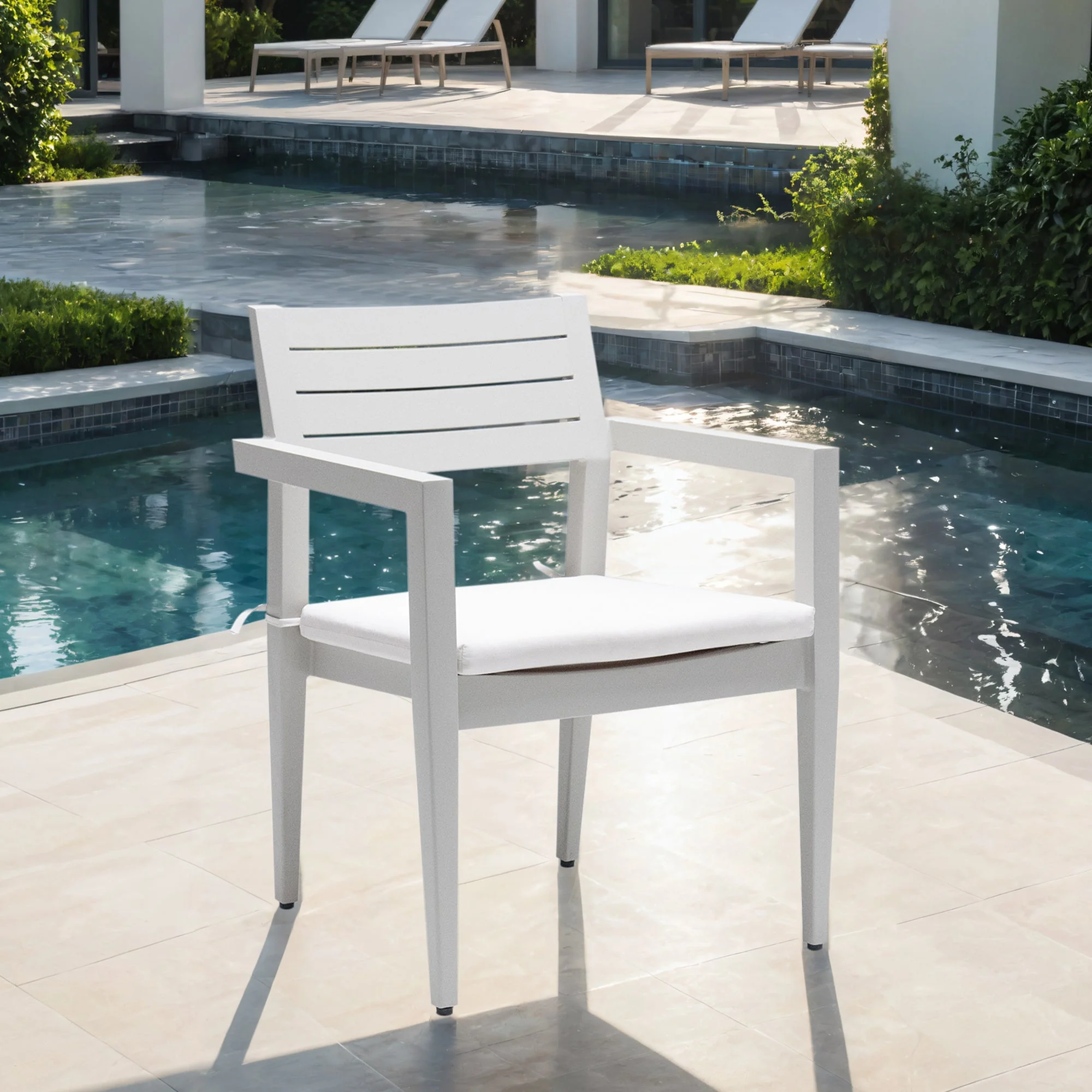 Outdoor Patio Aluminum Stationary Dining Chairs 4PCs with Outdoor-Grade Sunbrella Fabric Cushions - Image 7