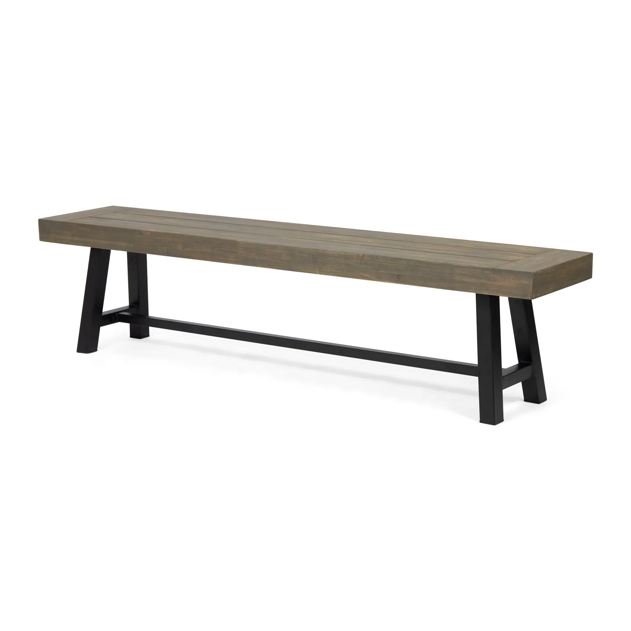 Outdoor Patio Bench - Gray / Rustic Metal - Image 3