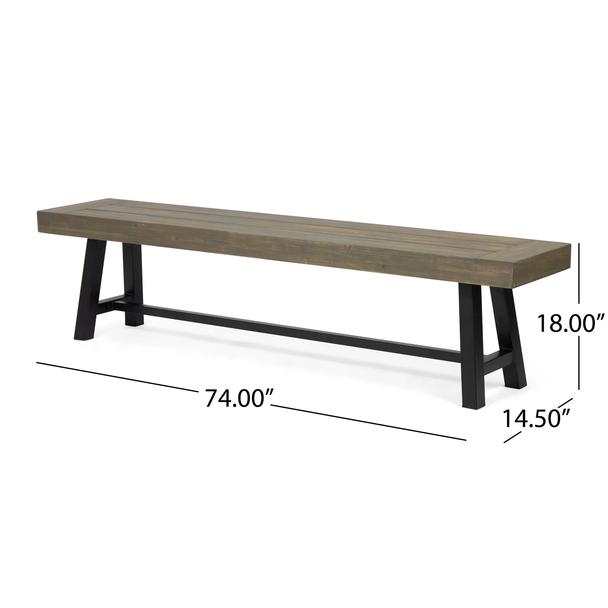 Outdoor Patio Bench - Gray / Rustic Metal - Image 4