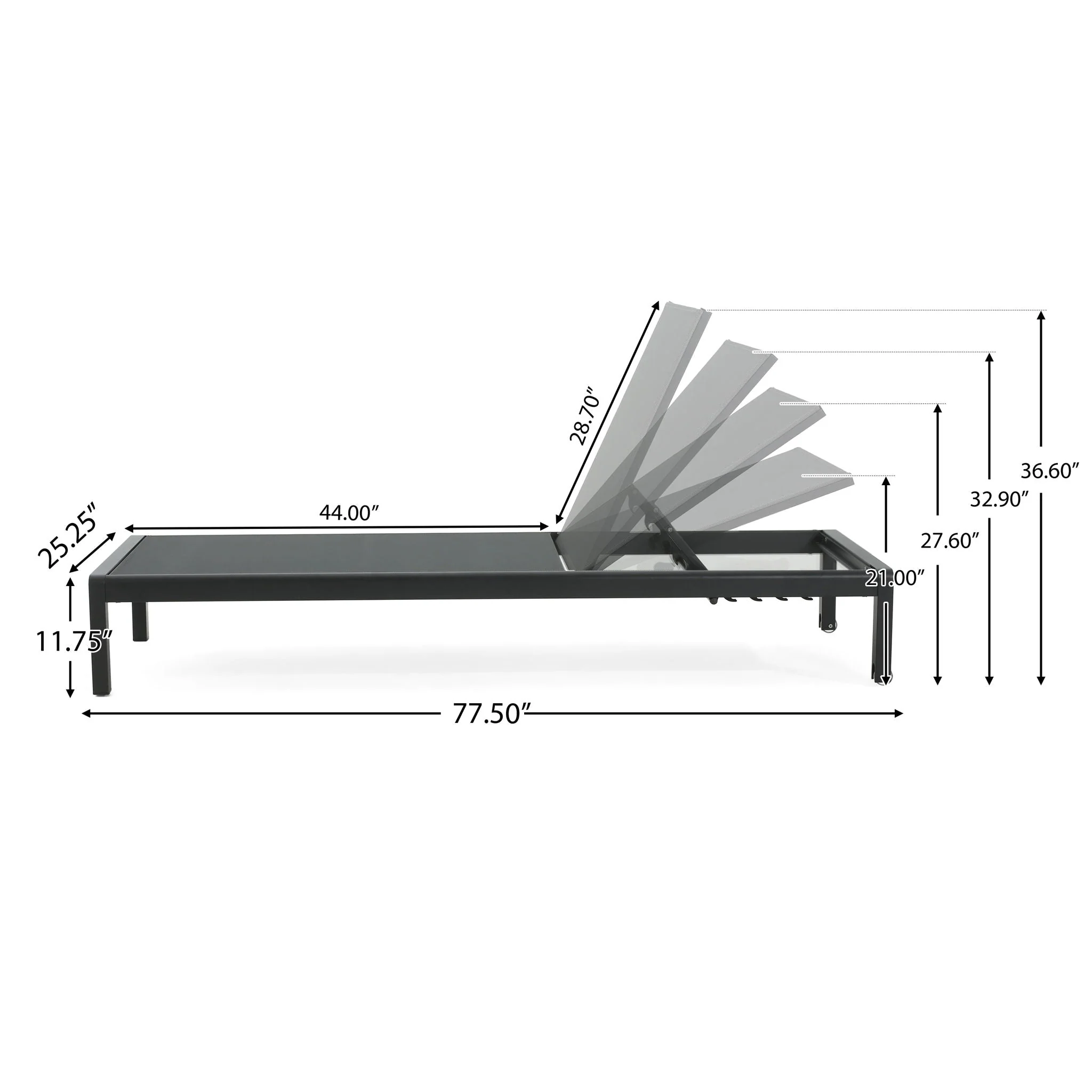 Outdoor Patio Chaise Lounge With 5 Reclining Positions - Image 10