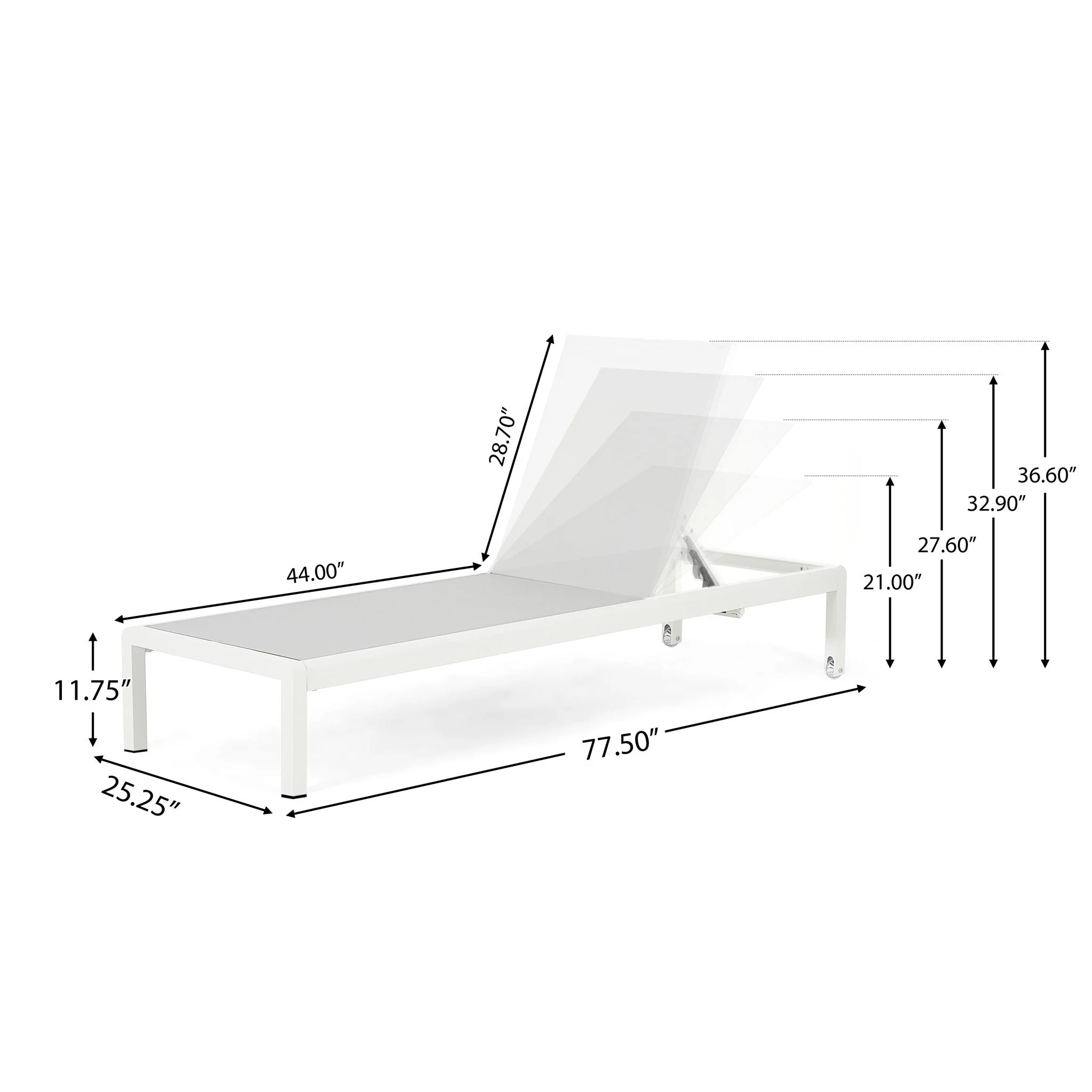 Outdoor Patio Chaise Lounge With 5 Reclining Positions - Image 18
