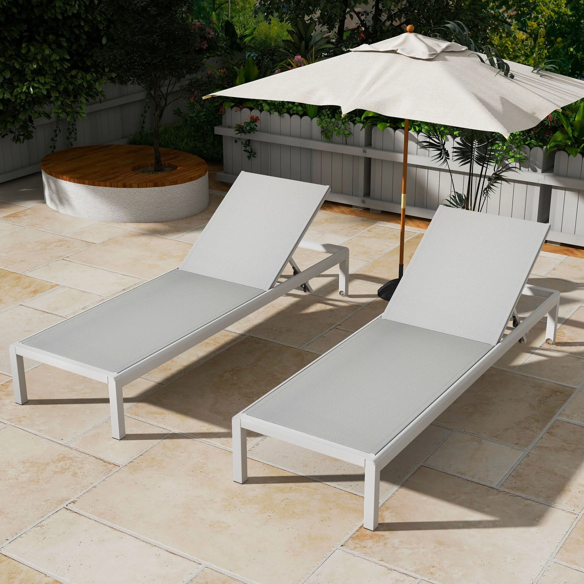 Outdoor Patio Chaise Lounge With 5 Reclining Positions - Image 23