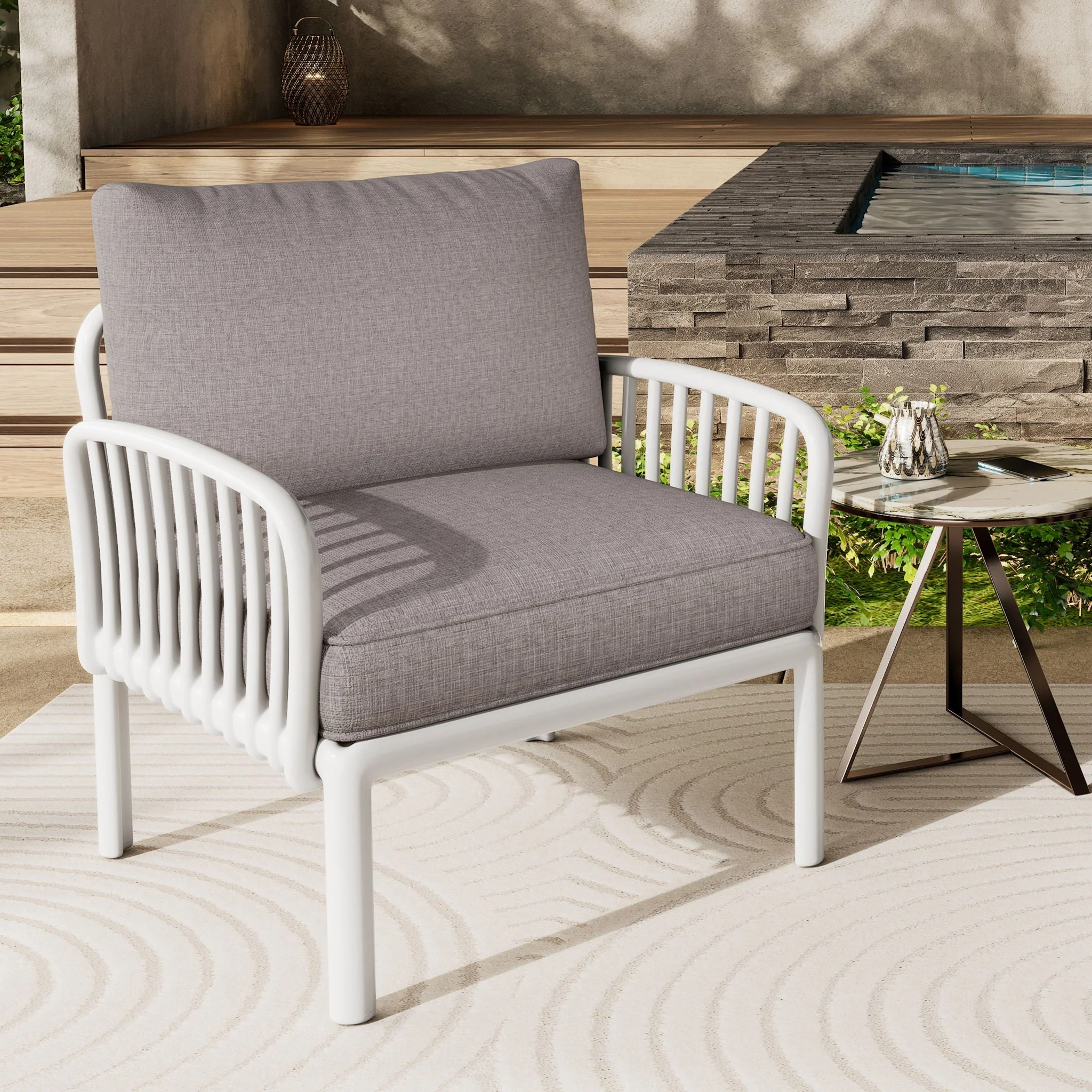 Outdoor Patio Club Chair with Waterproof Thick Cushions and Deep Seating - Image 3