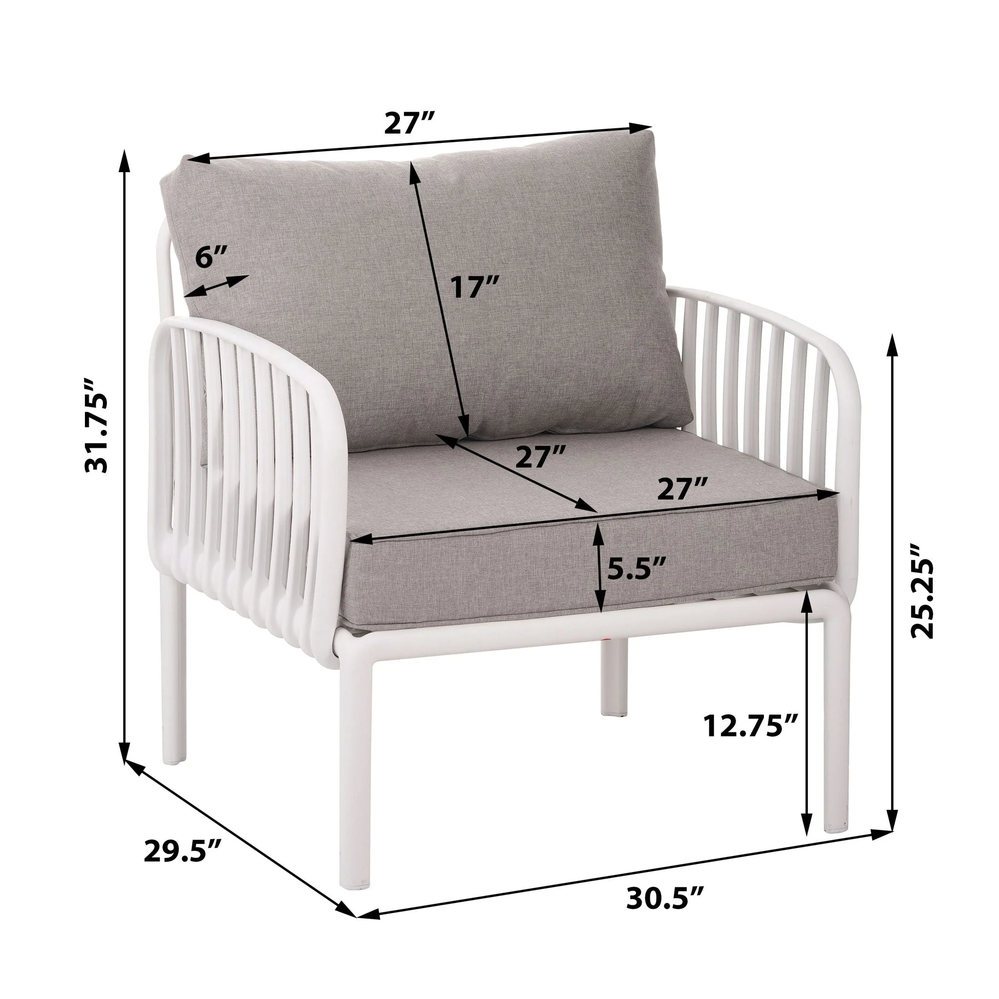 Outdoor Patio Club Chair with Waterproof Thick Cushions and Deep Seating - Image 5
