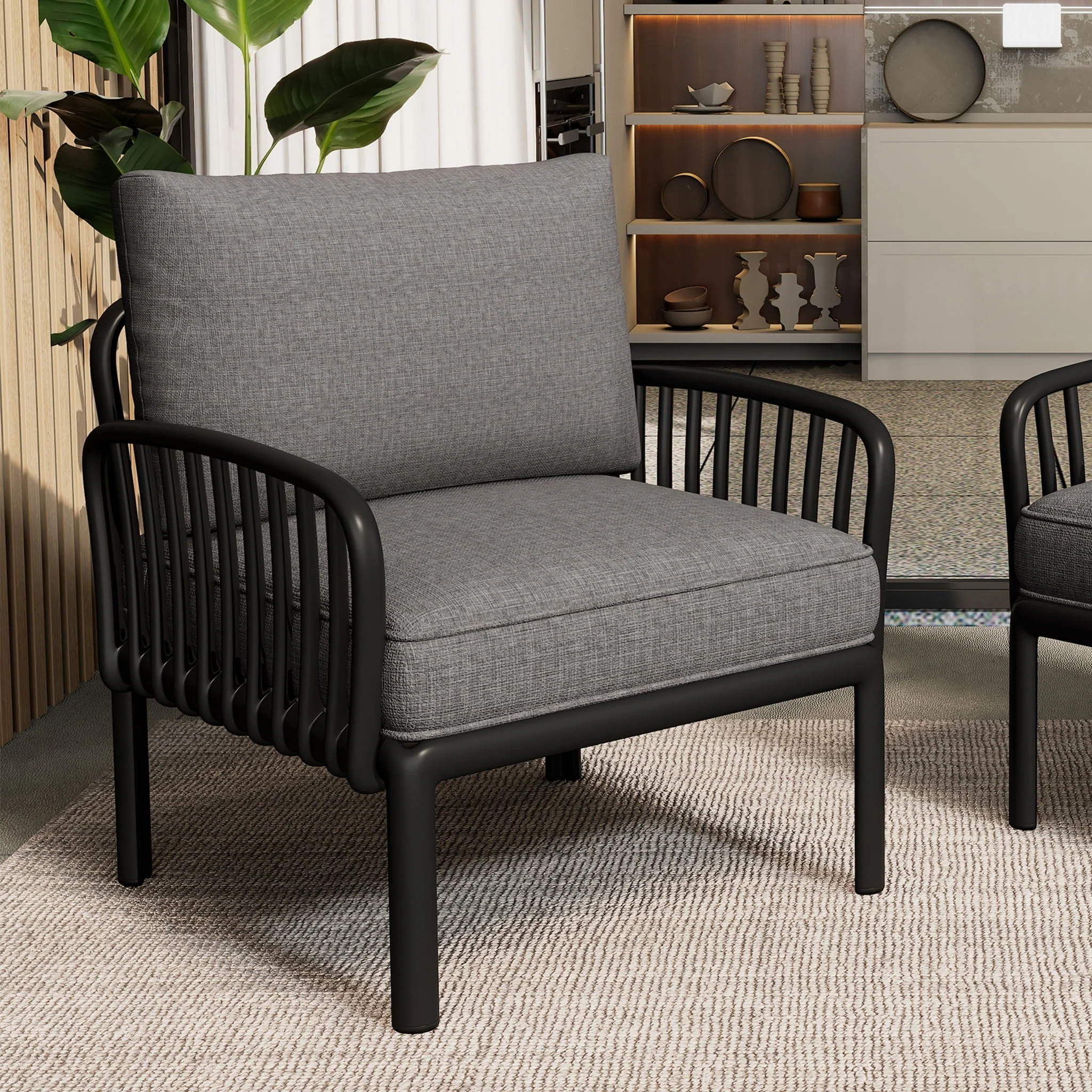 Outdoor Patio Club Chair with Waterproof Thick Cushions and Deep Seating - Image 7