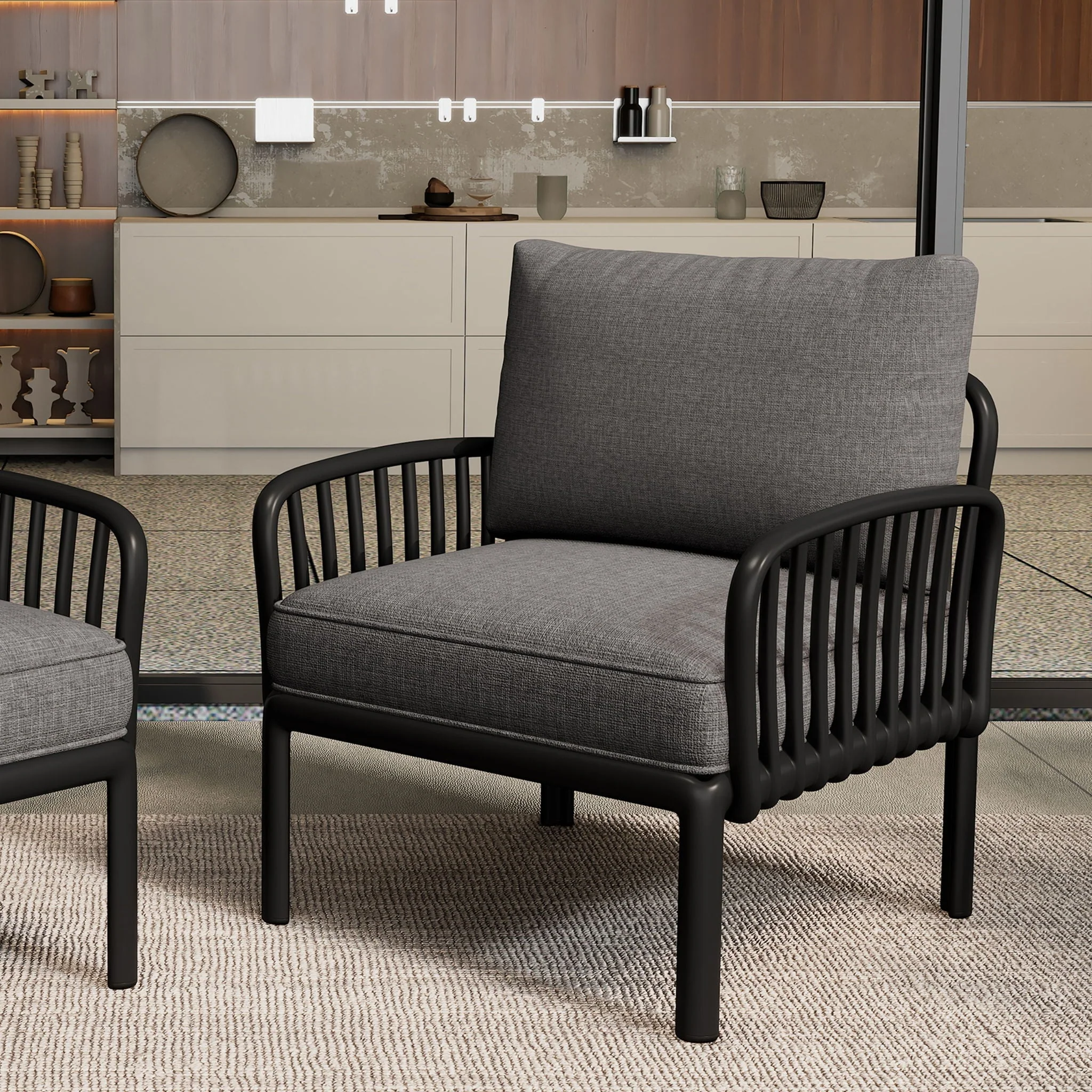 Outdoor Patio Club Chair with Waterproof Thick Cushions and Deep Seating - Image 8