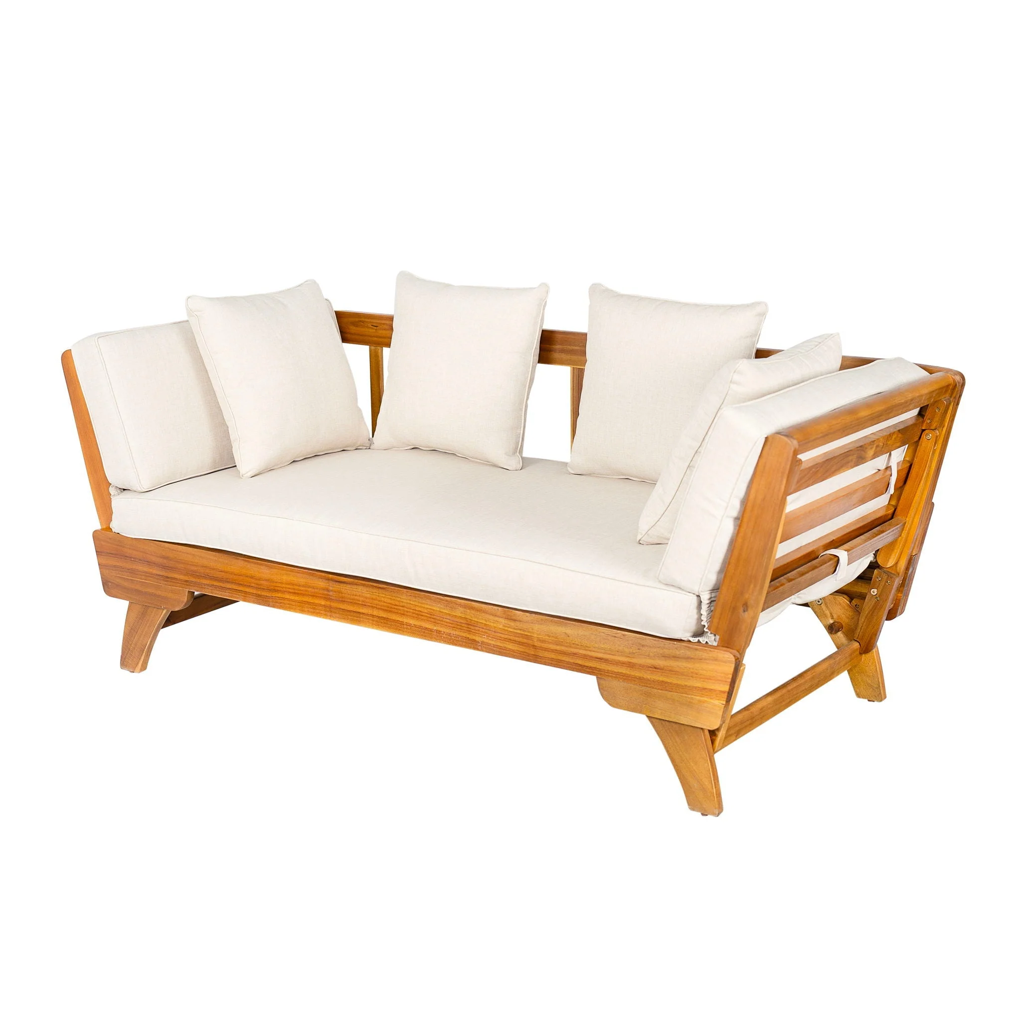 Outdoor Patio Daybed Sofa, 3 Seat Sofa With Foldable Arm 4 Back Pillows - Image 2