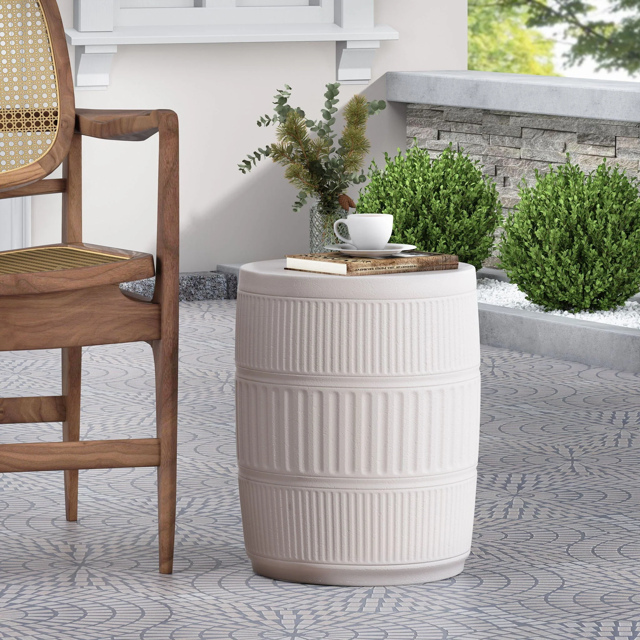 Outdoor Patio End Table - Antique White - Image 2
