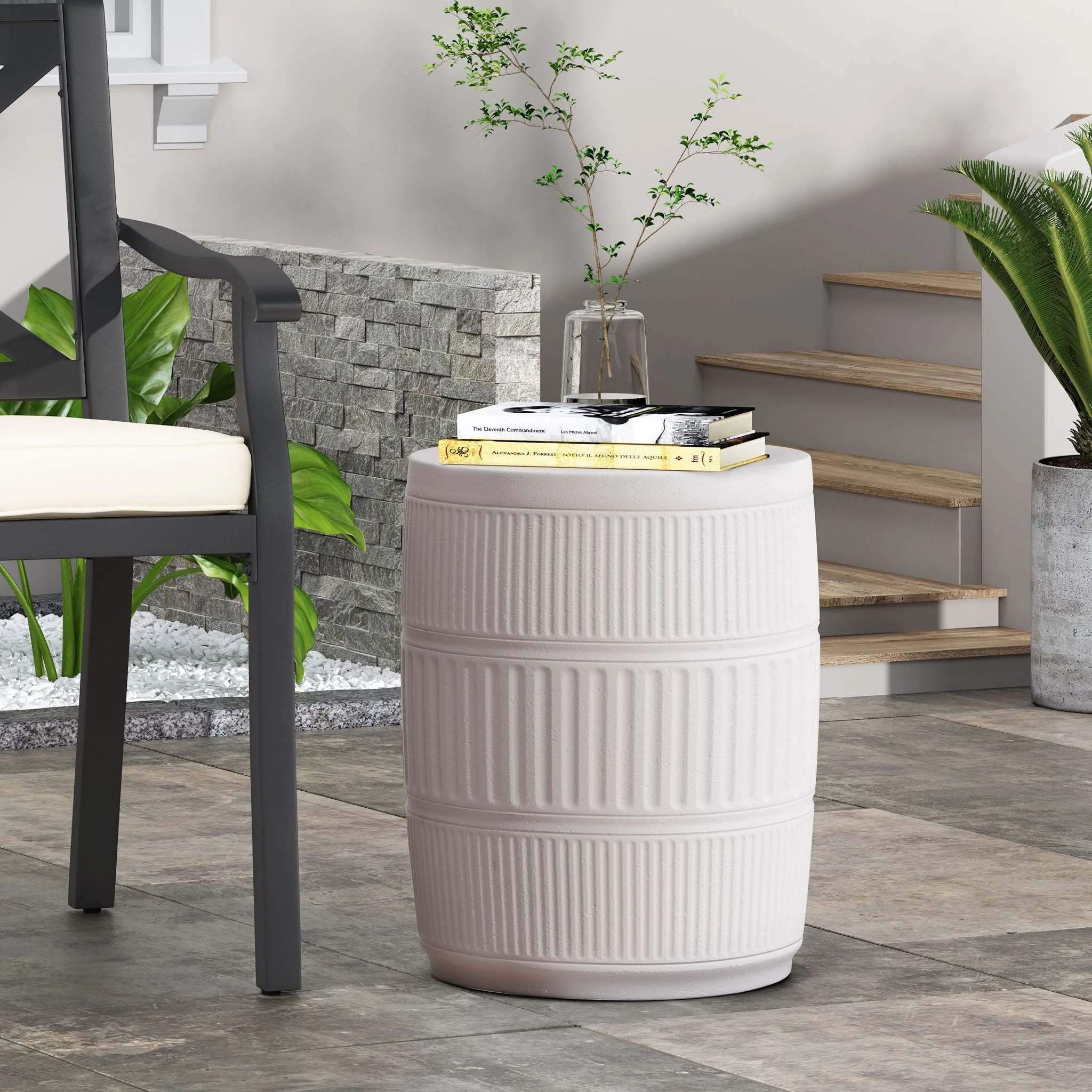 Outdoor Patio End Table - Antique White - Image 3