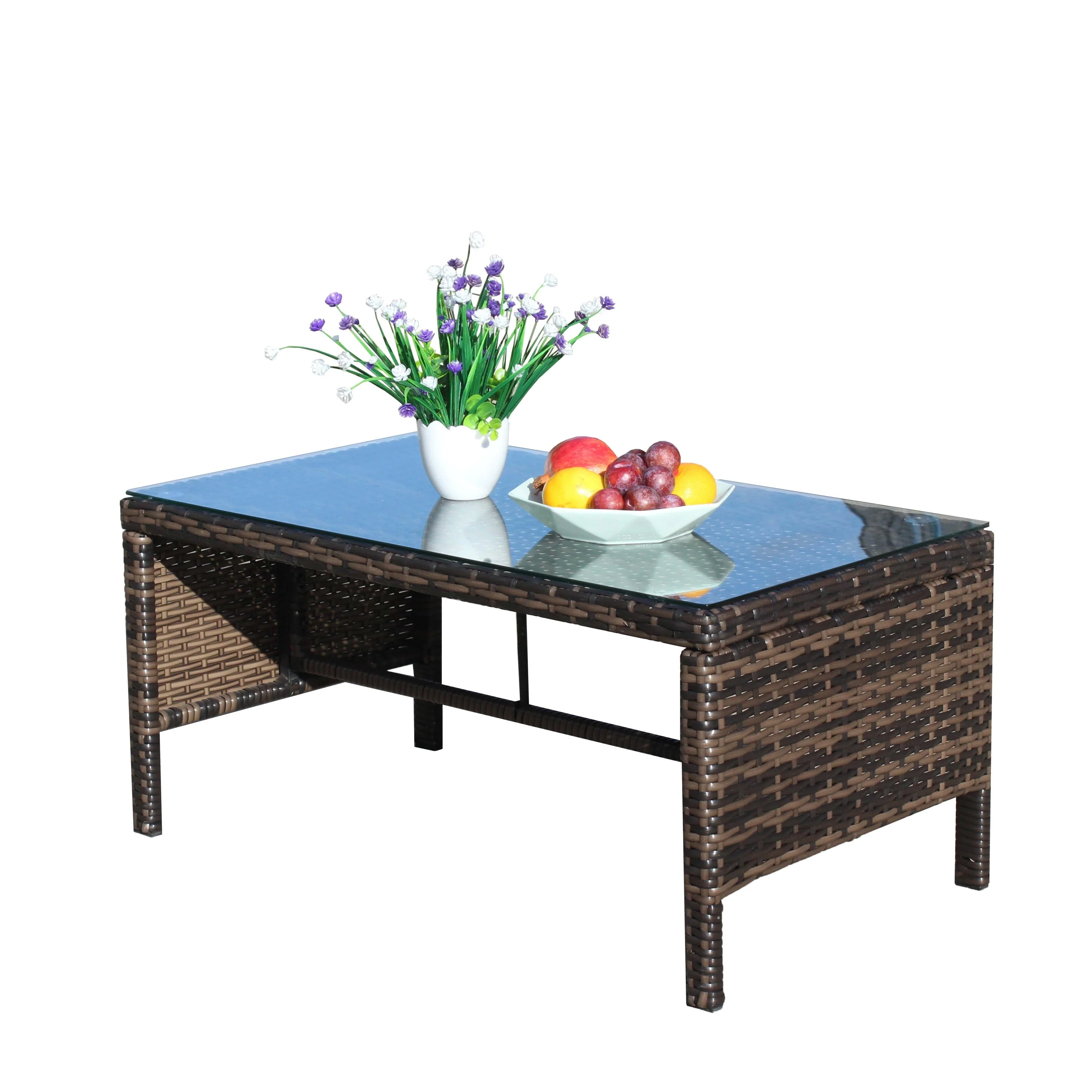 Outdoor Patio Furniture 3-Piece Conversation Set (Beige Cushion) - Image 26