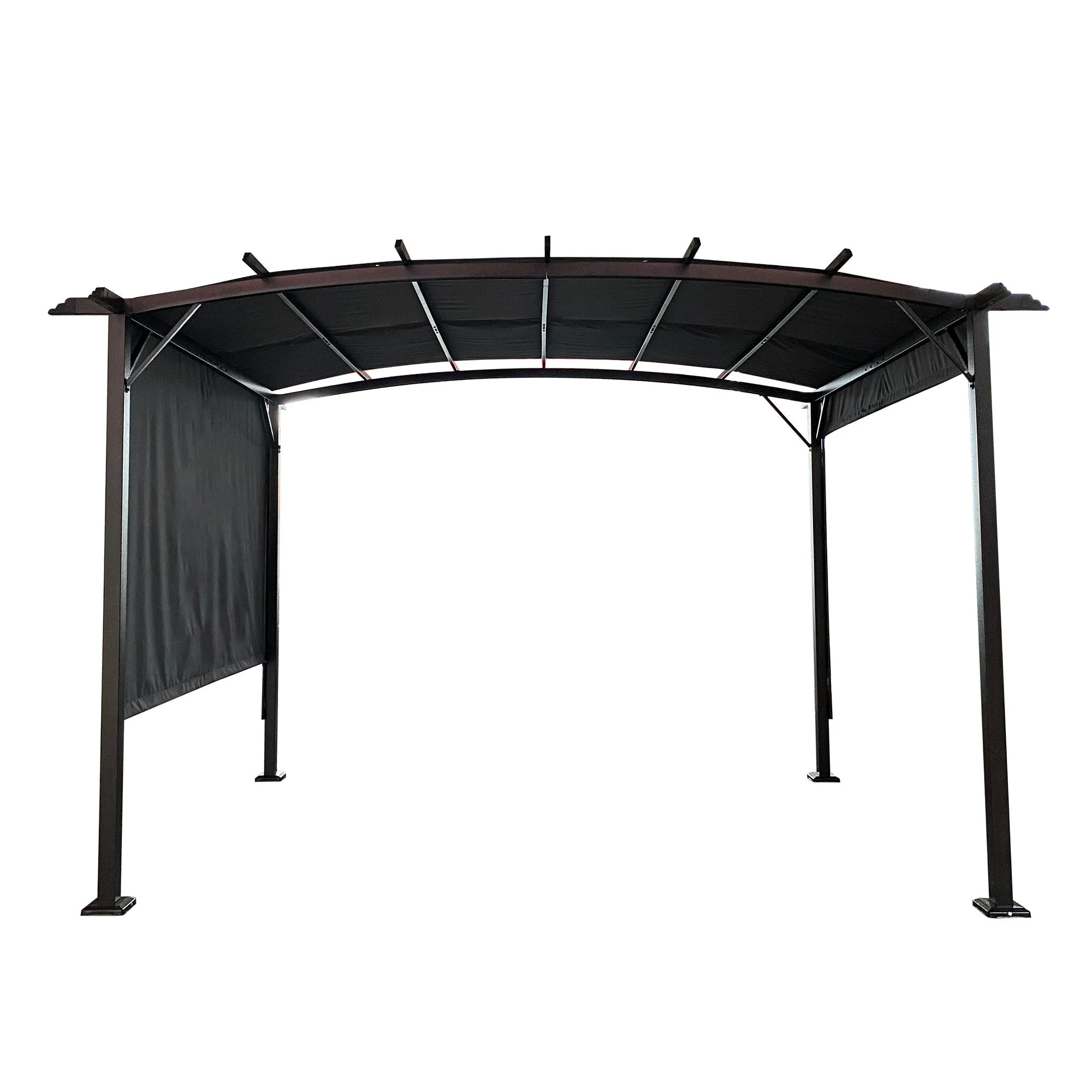 Outdoor Patio Pergola Gazebo - Steel Frame Sun Shelter With Retractable Canopy - Image 2