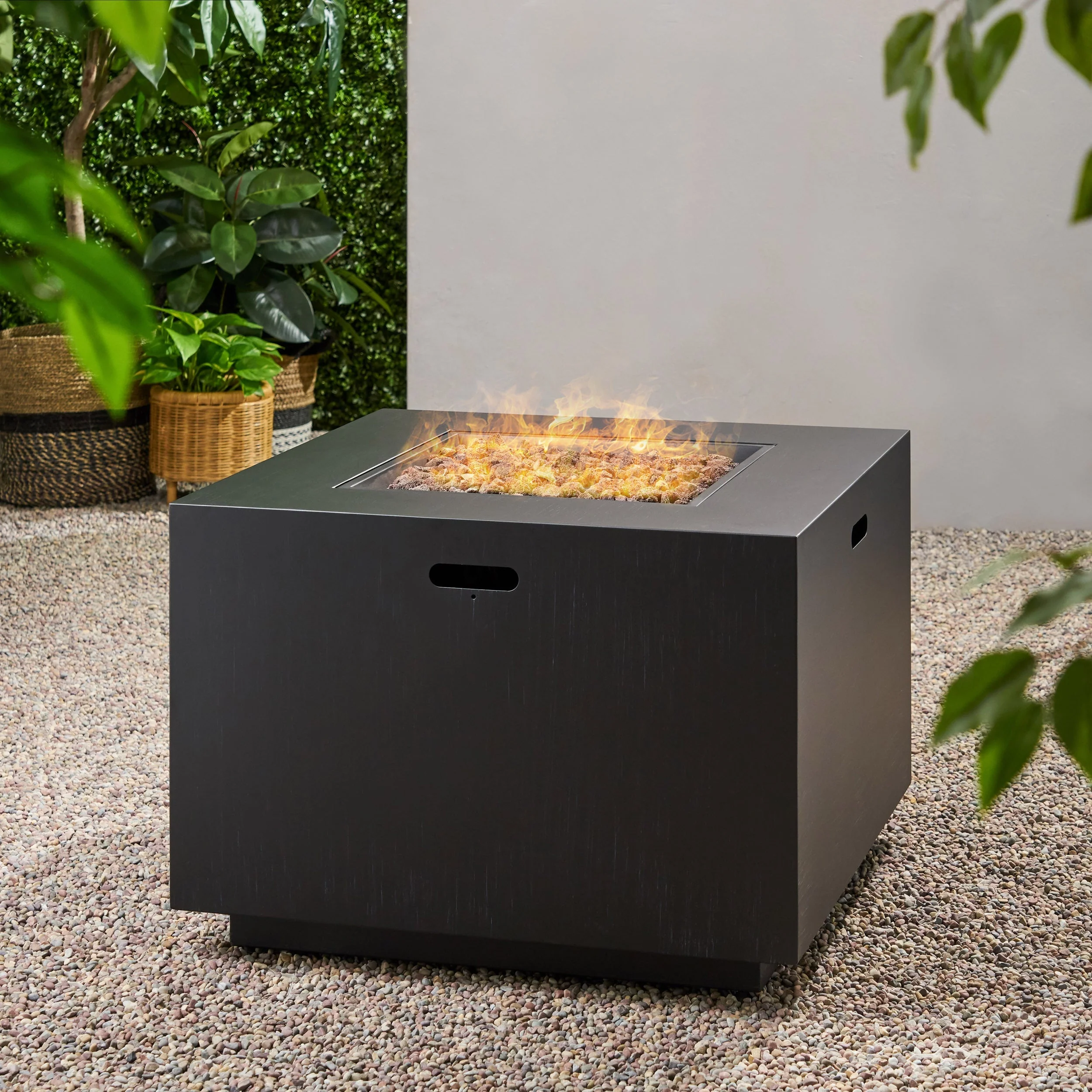 Outdoor Patio Propane Fire Pit 24" H x 31" W Square Iron Gas-Burning Fire Pit - Image 4