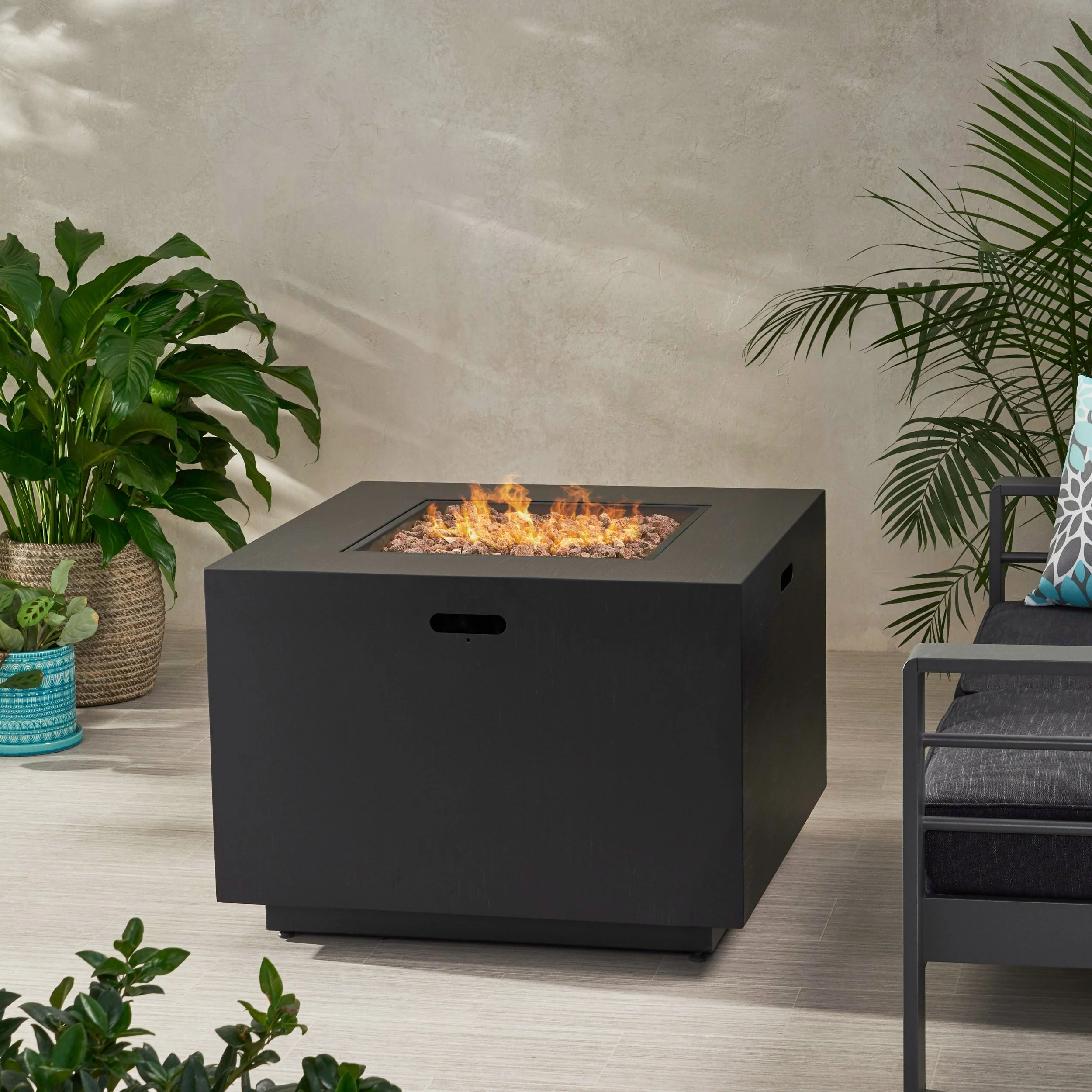 Outdoor Patio Propane Fire Pit 24" H x 31" W Square Iron Gas-Burning Fire Pit - Image 5