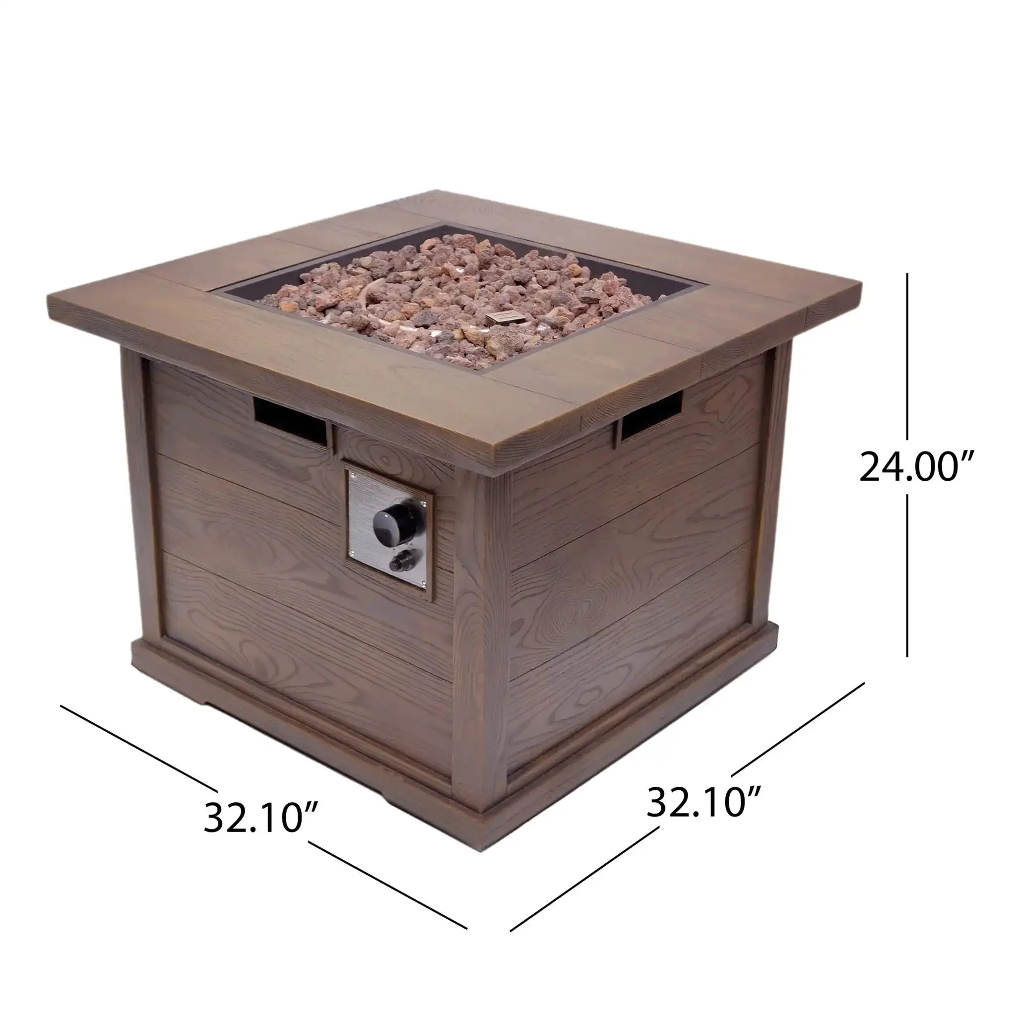 Outdoor Patio Square Gas Burning MgO Fire Pit with Built-In Tank, 40000 BTU - Image 4