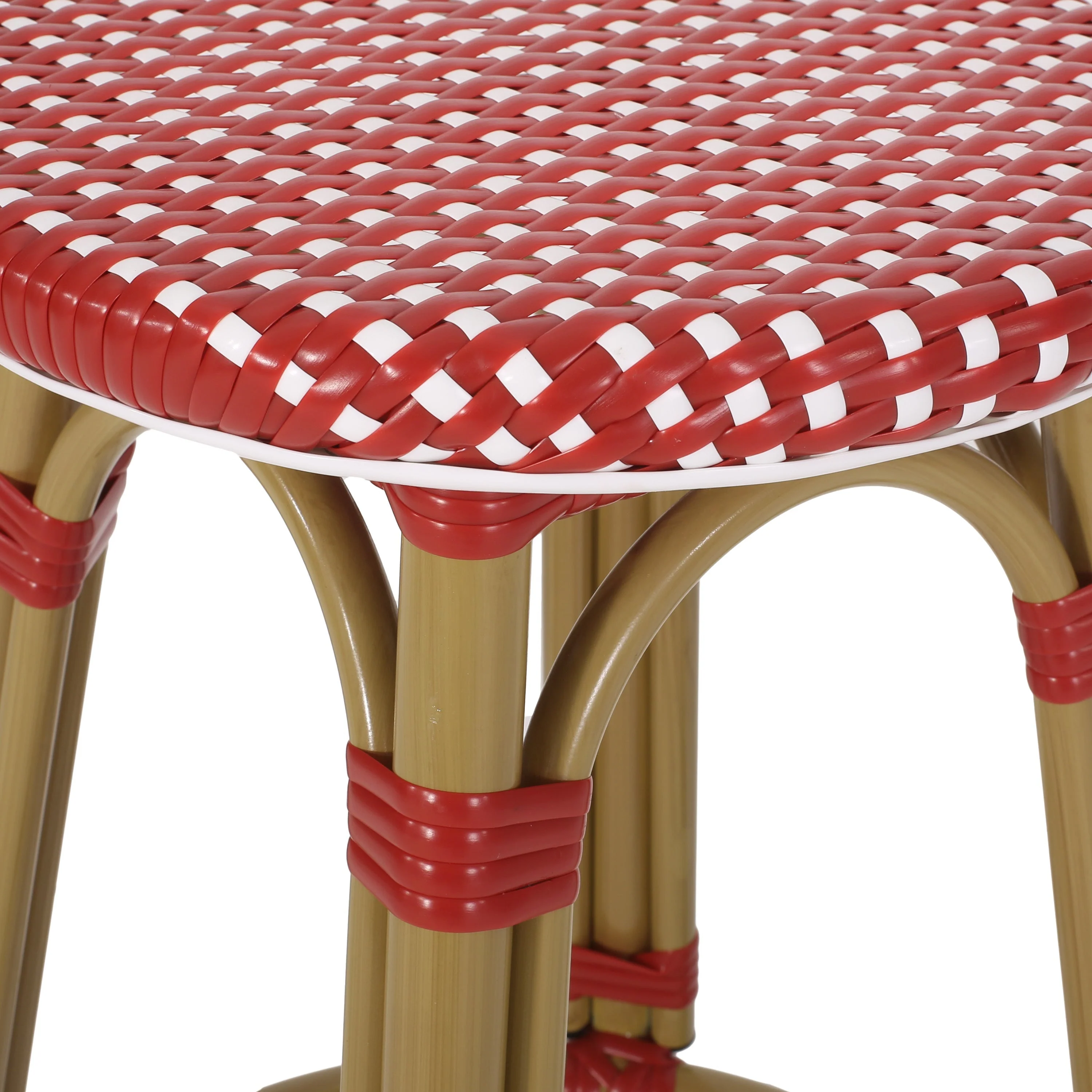 Outdoor PE Rattan and Aluminum French Backless Barstools, Set of 2 - Image 10