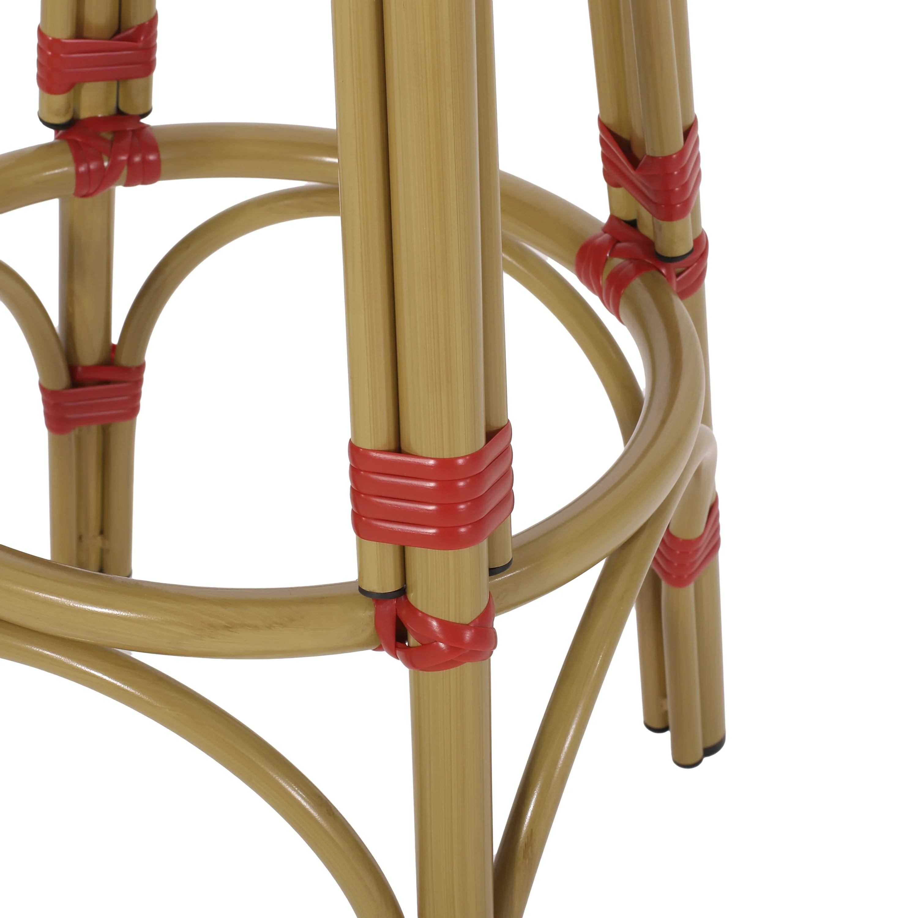 Outdoor PE Rattan and Aluminum French Backless Barstools, Set of 2 - Image 11